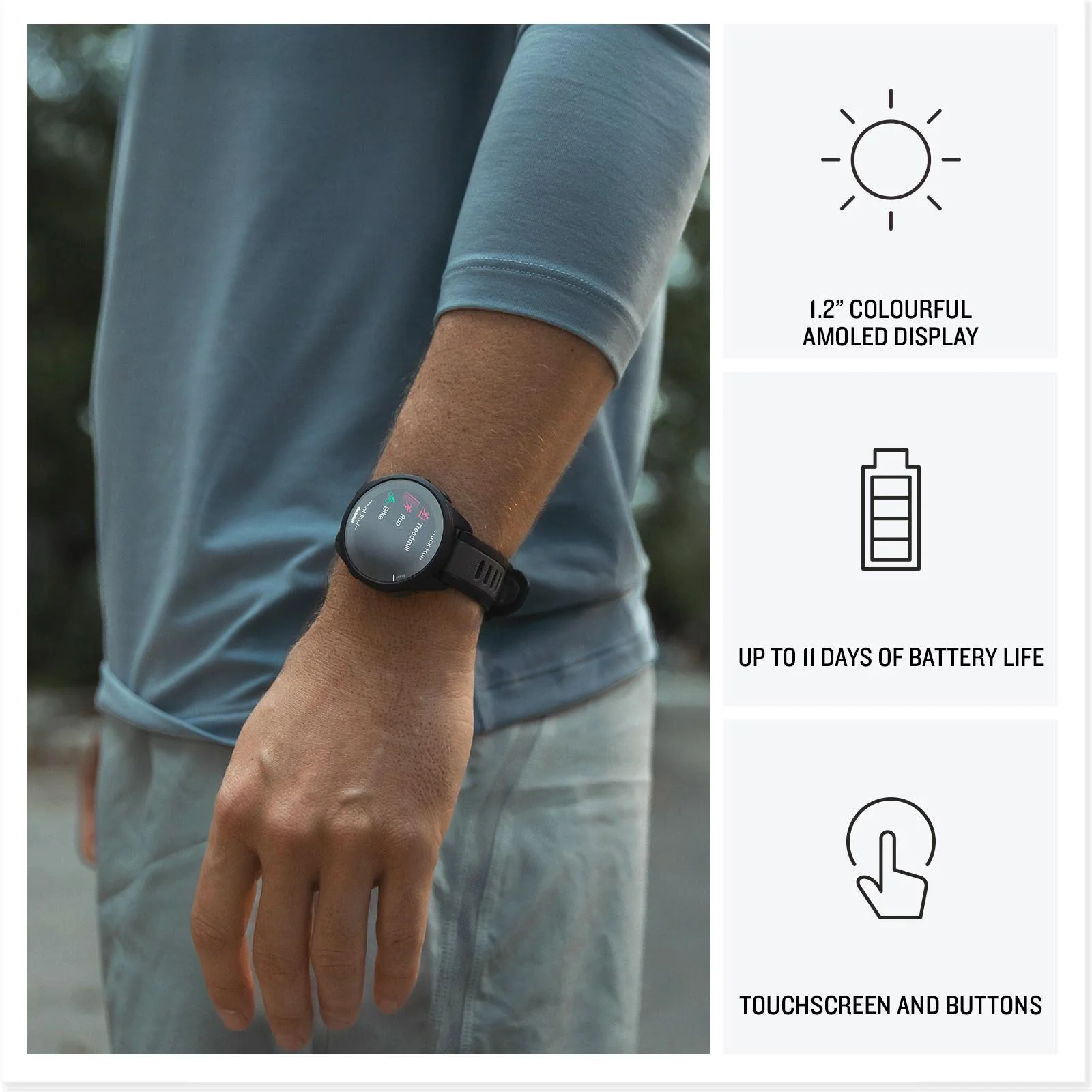 Garmin Forerunner 165 Smart Watch (Black/Slate Grey) - Image 3