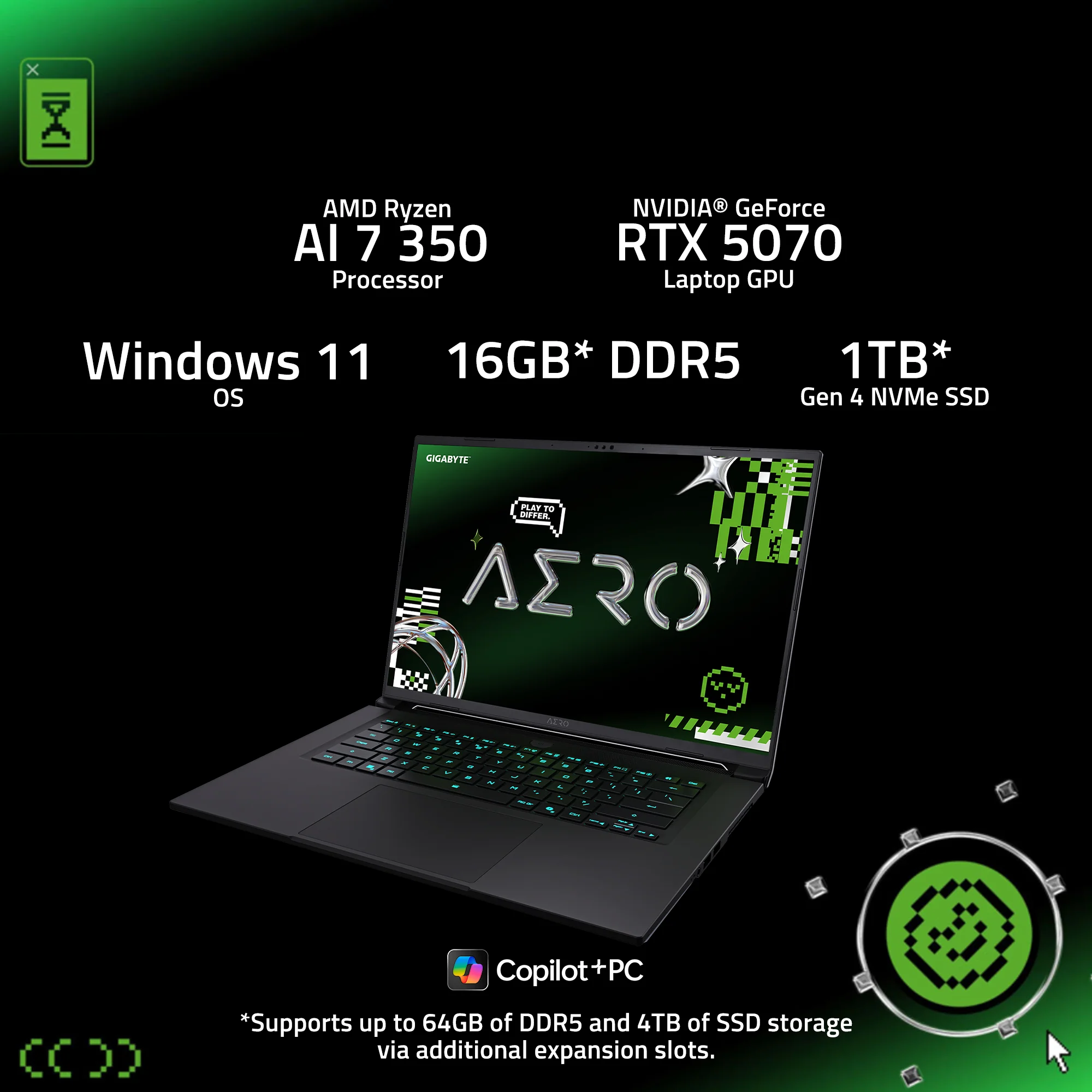 GIGABYTE AERO X16 | RTX 5070 | Ryzen AI 7 350 | Gaming Laptop - Image 9