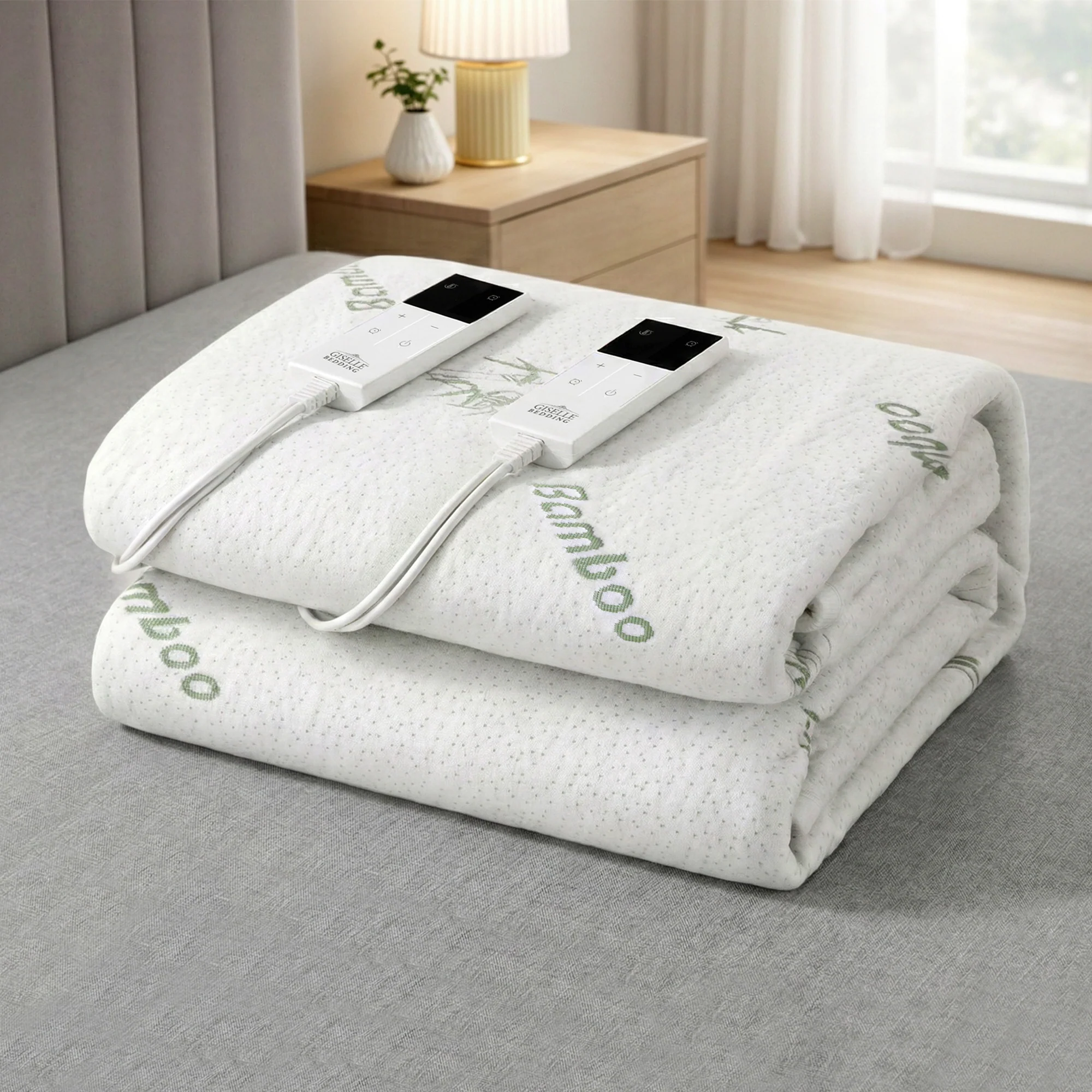 Giselle Electric Blanket Bamboo Fabric Double Fitted Heated Pad Underlay Washable Winter - Image 2