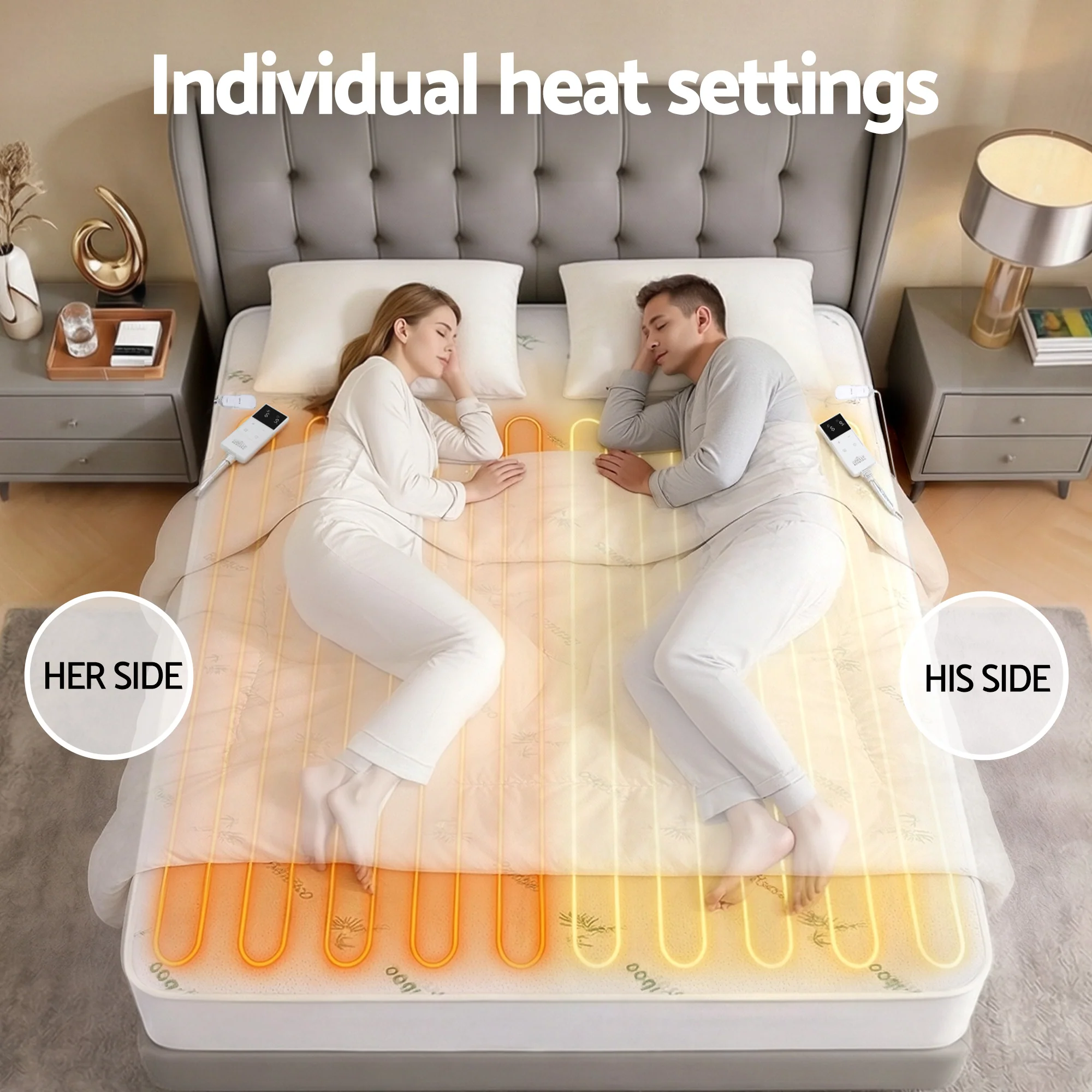 Giselle Electric Blanket Bamboo Fabric King Fitted Heated Pad Underlay Washable Winter - Image 8