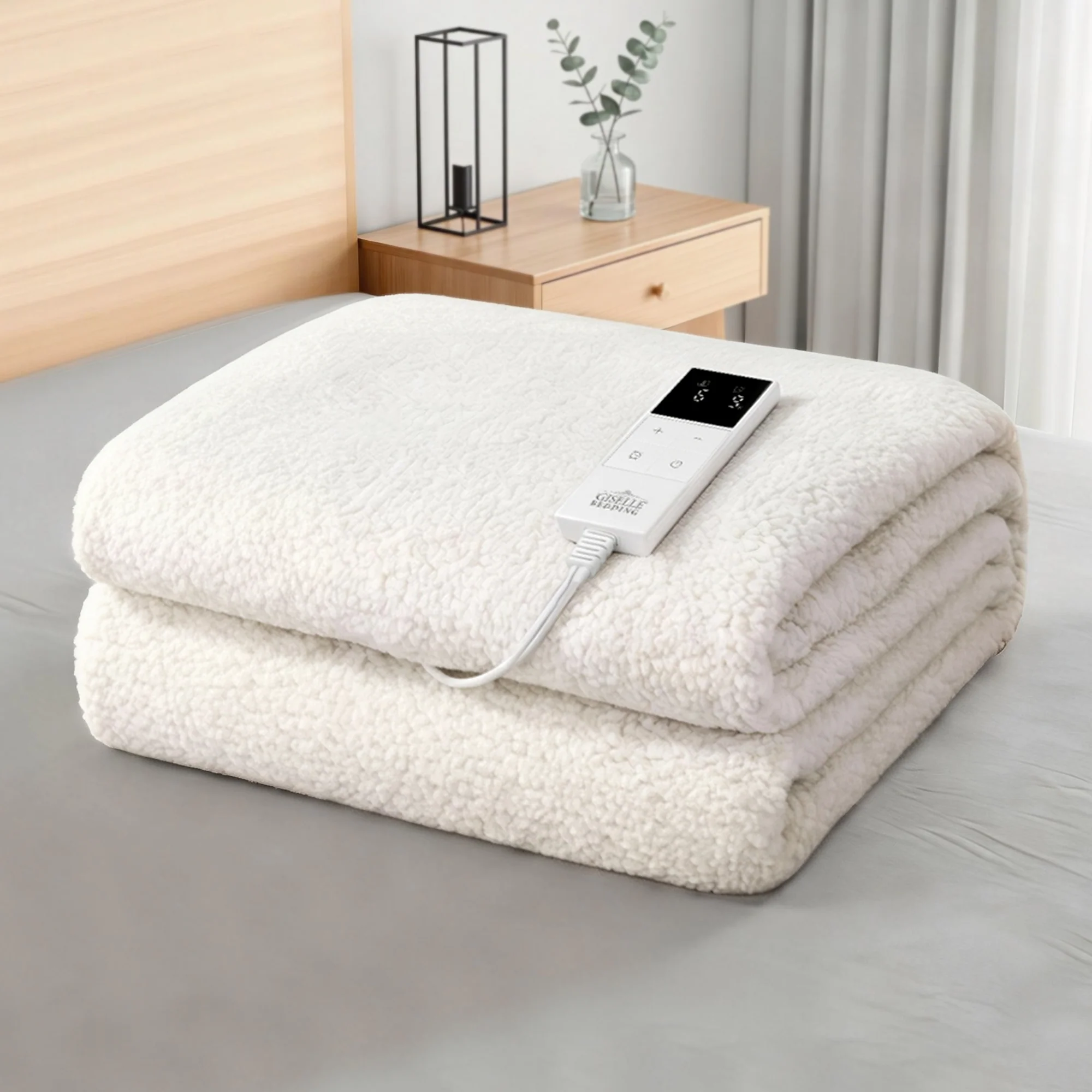 Giselle Electric Blanket LED Remote Sherpa Fleece Underlay Fully Fitted Machine Washable King Single - Image 2