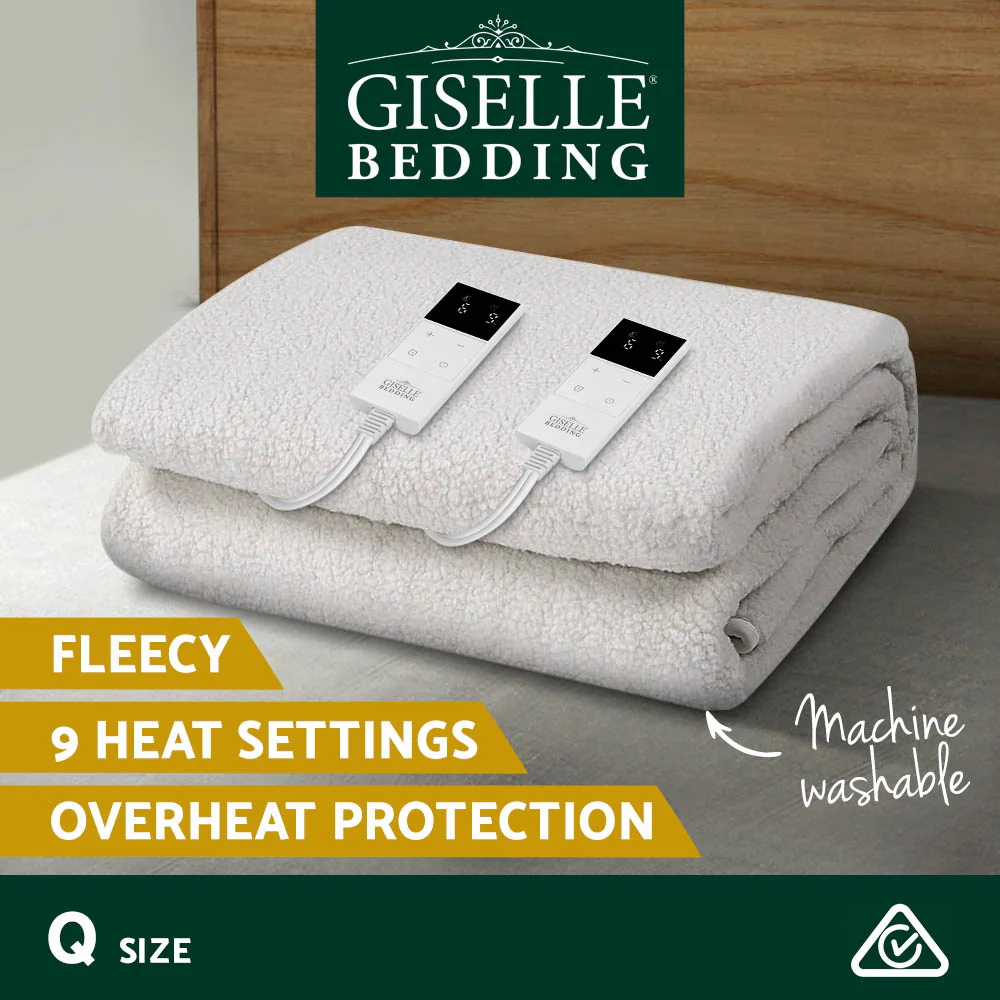 Giselle Electric Blanket Queen Fitted Heated Pad Fleecy Underlay Washable Winter - Image 7