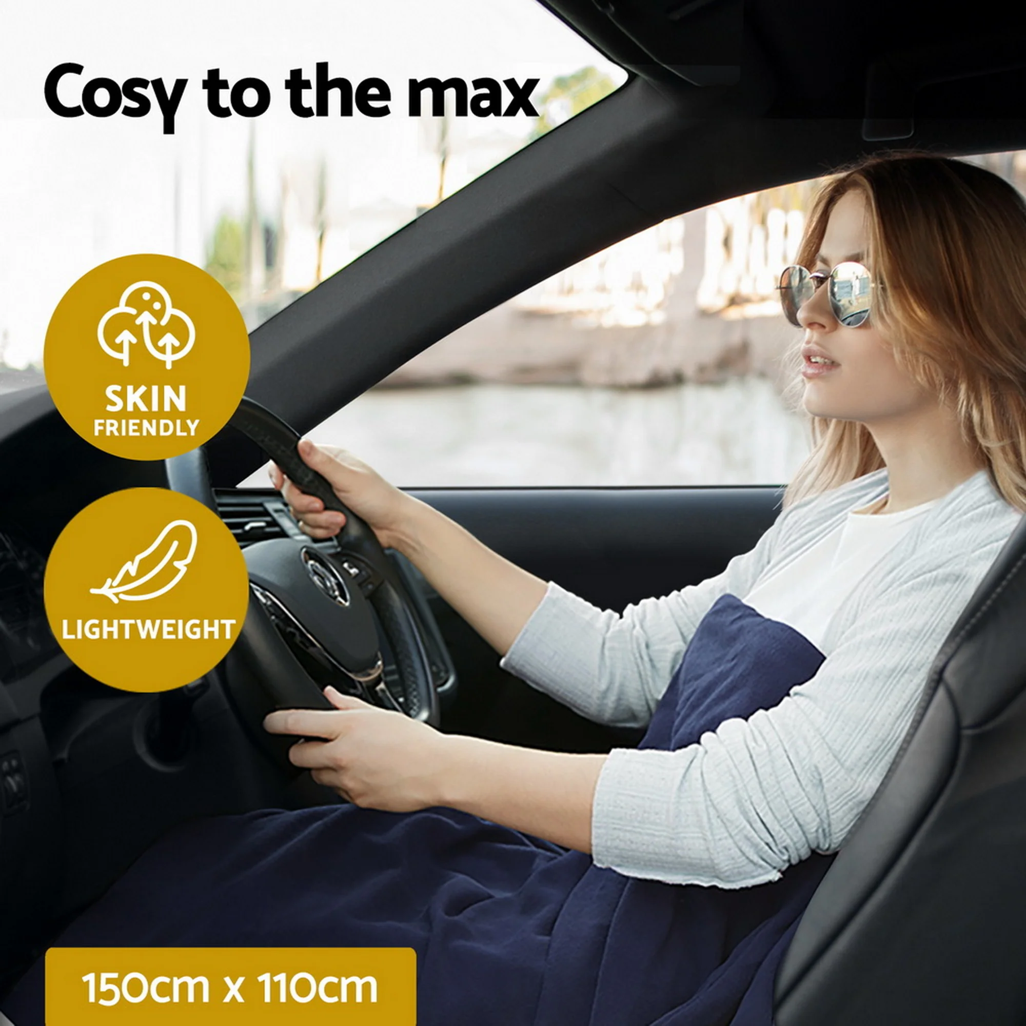 Giselle Electric Heated Blanket Car Throw Rug (Blue) - Image 5