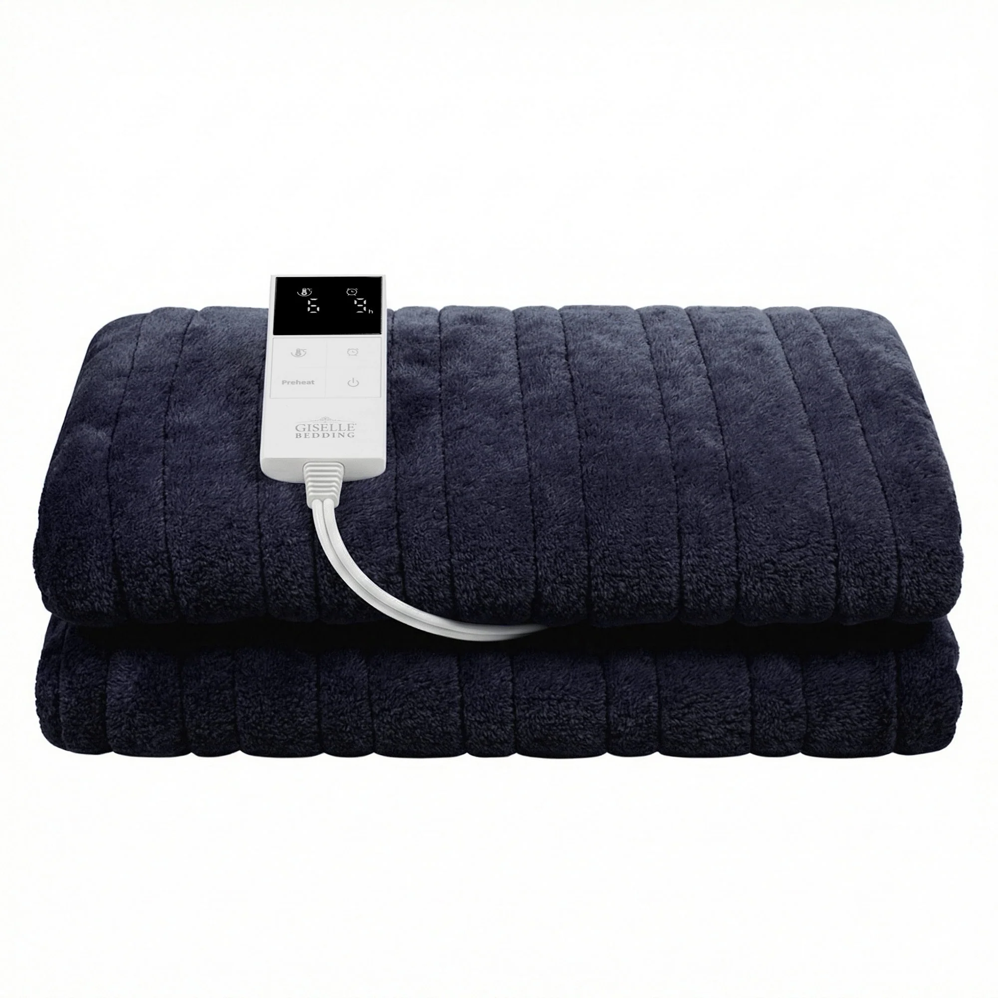 Giselle Electric Throw Rug Double Size 200x180cm Coral Fleece Heated Blanket (Charcoal) - Image 4