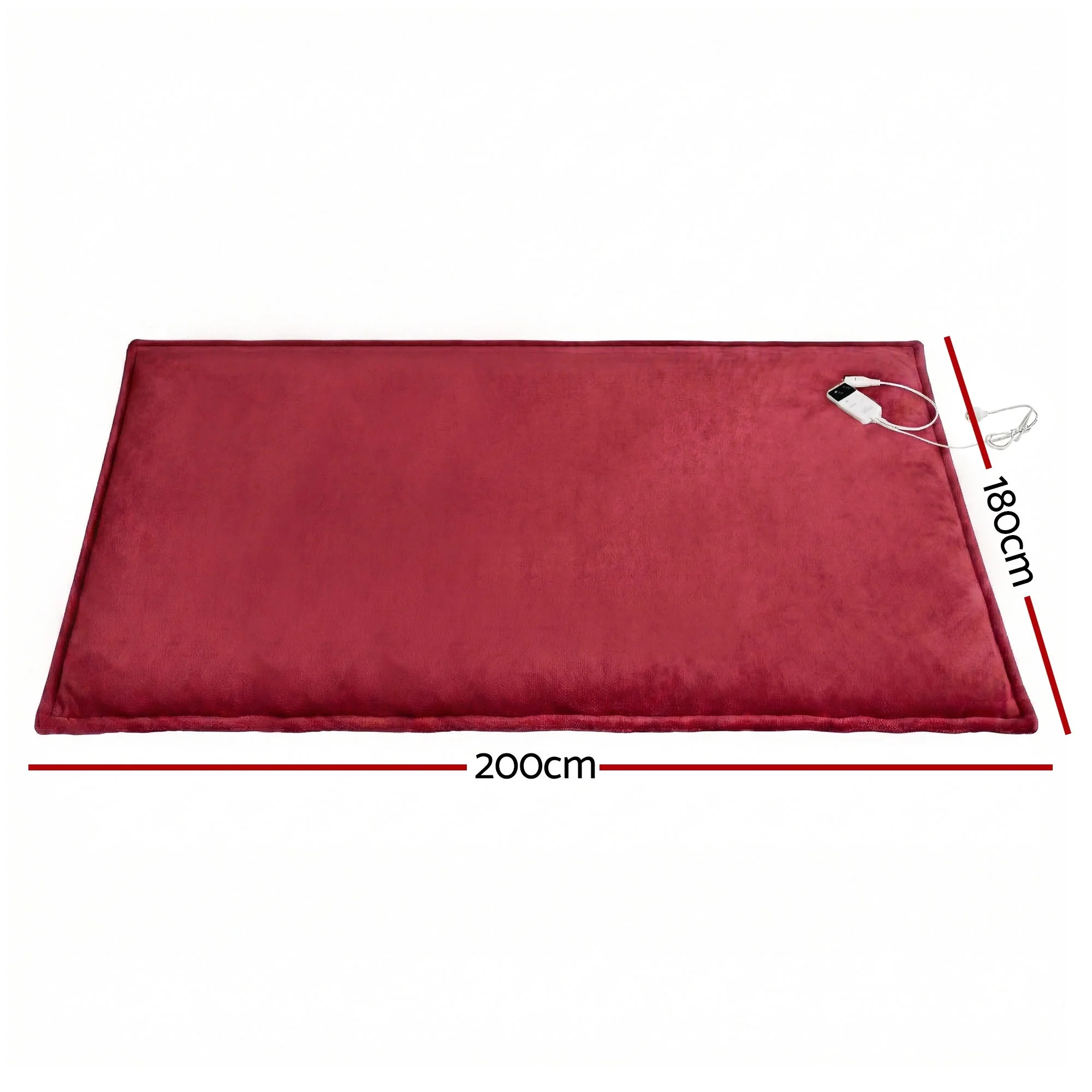 Giselle Electric Throw Rug Double Size 200x180cm Fleece Flannel Heated Blanket (Burgundy) - Image 3