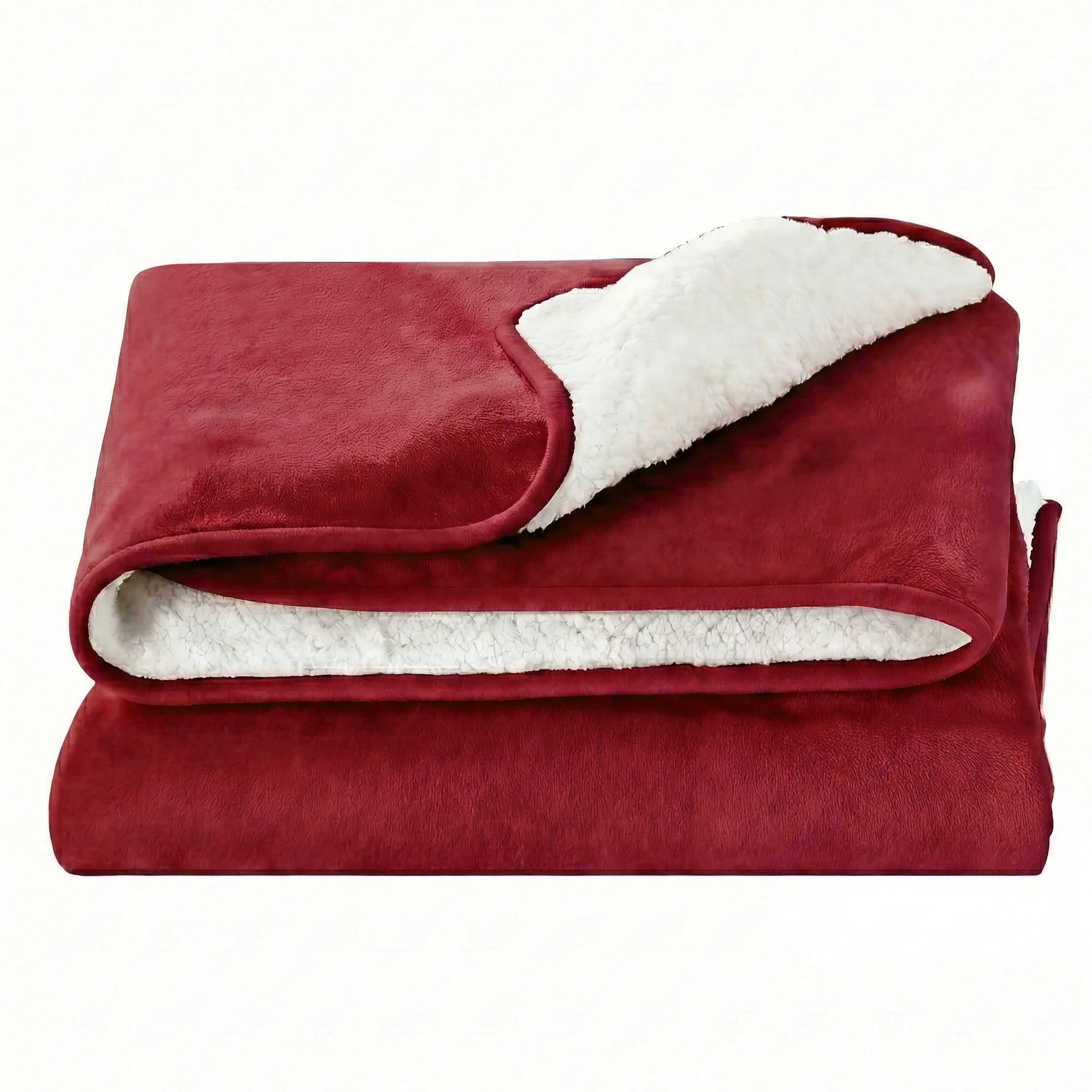 Giselle Electric Throw Rug Double Size 200x180cm Fleece Flannel Heated Blanket (Burgundy) - Image 4