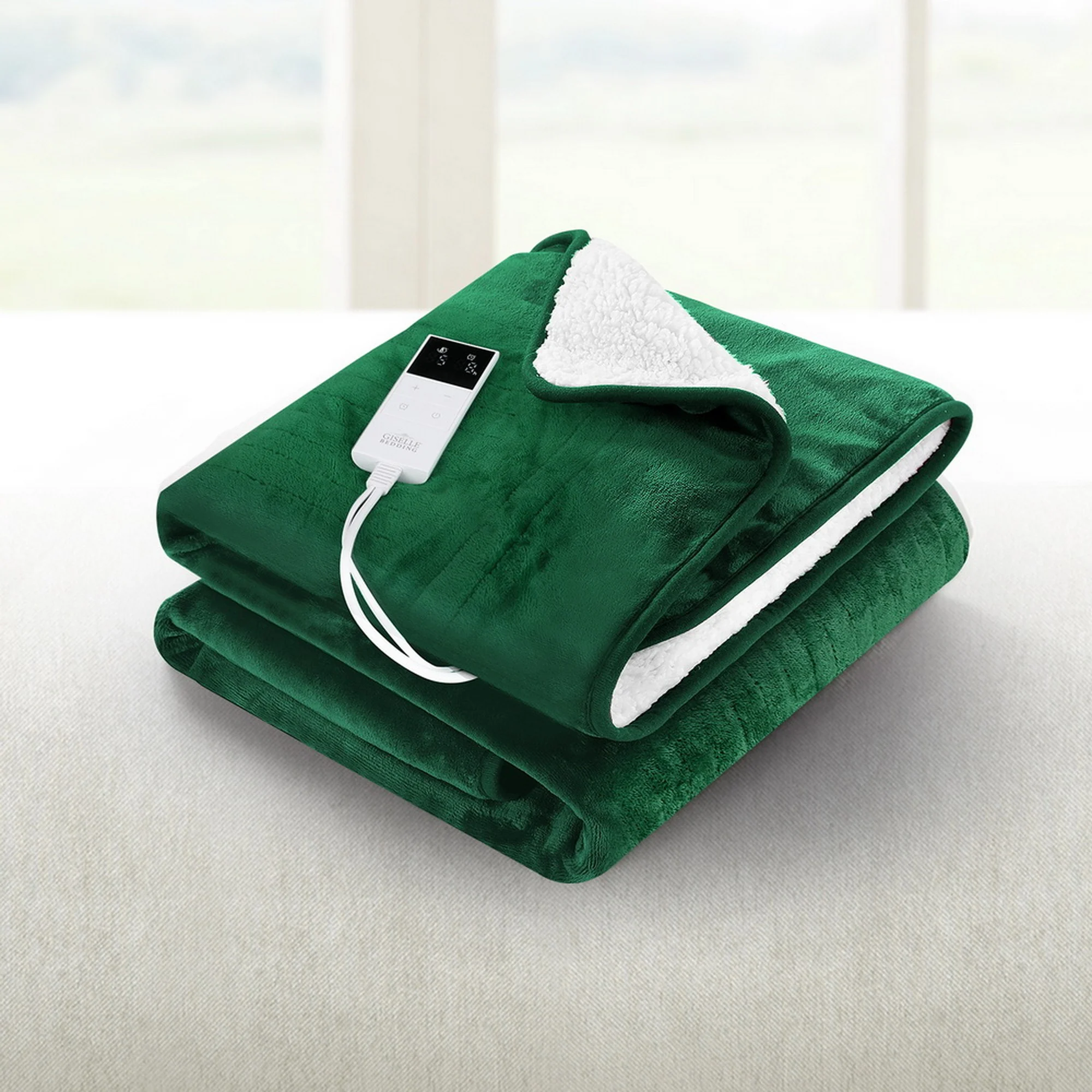 Giselle Electric Throw Rug Heated Blanket Double Sided (Green) - Image 2