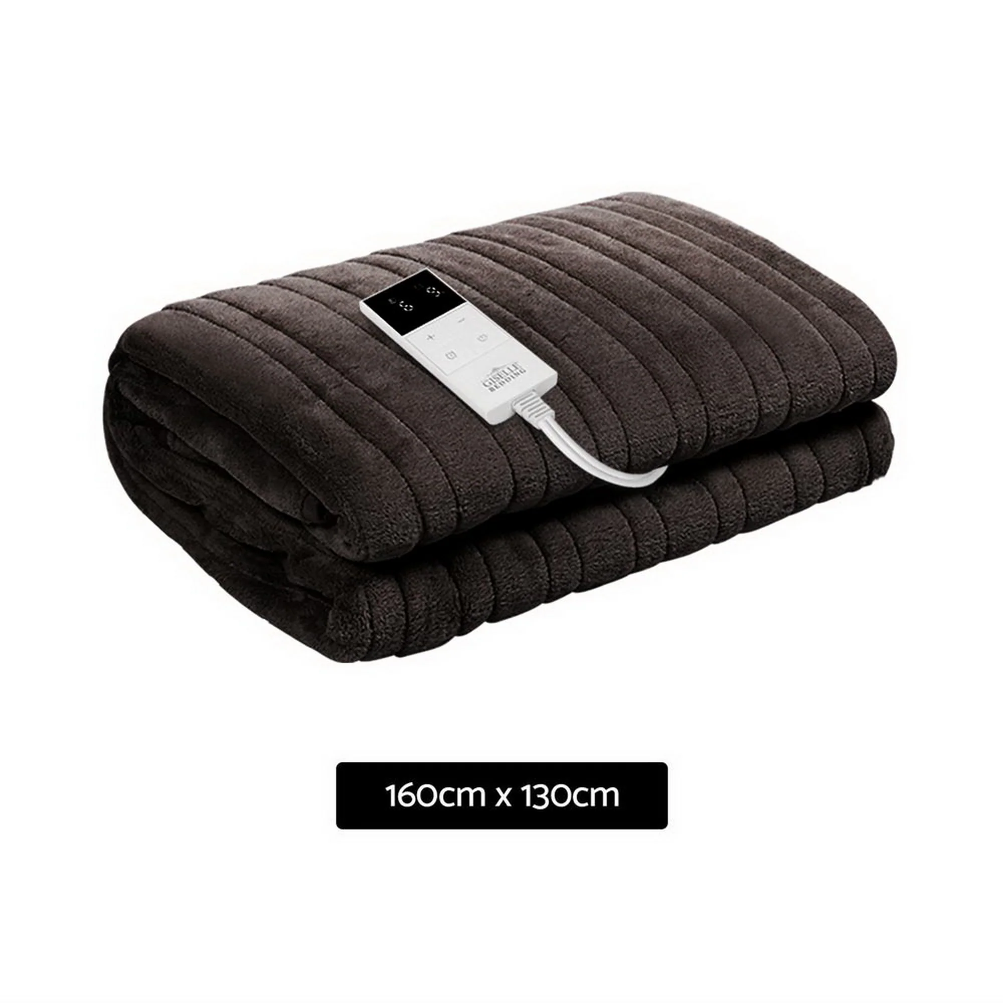 Giselle Electric Throw Rug Heated Blanket Fleece (Brown) - Image 3