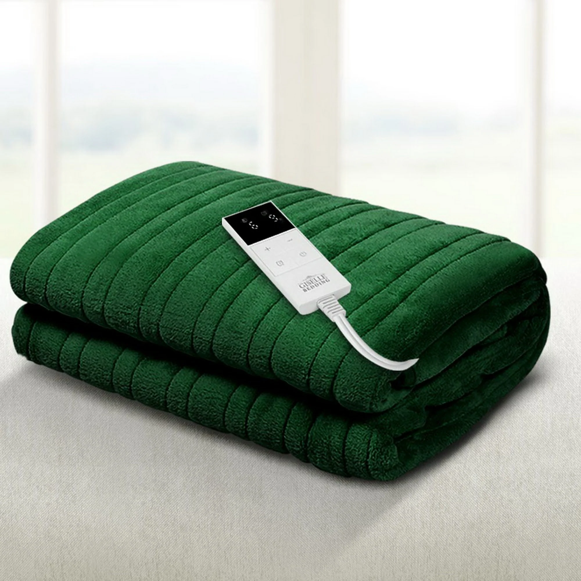 Giselle Electric Throw Rug Heated Blanket Fleece (Green) - Image 2