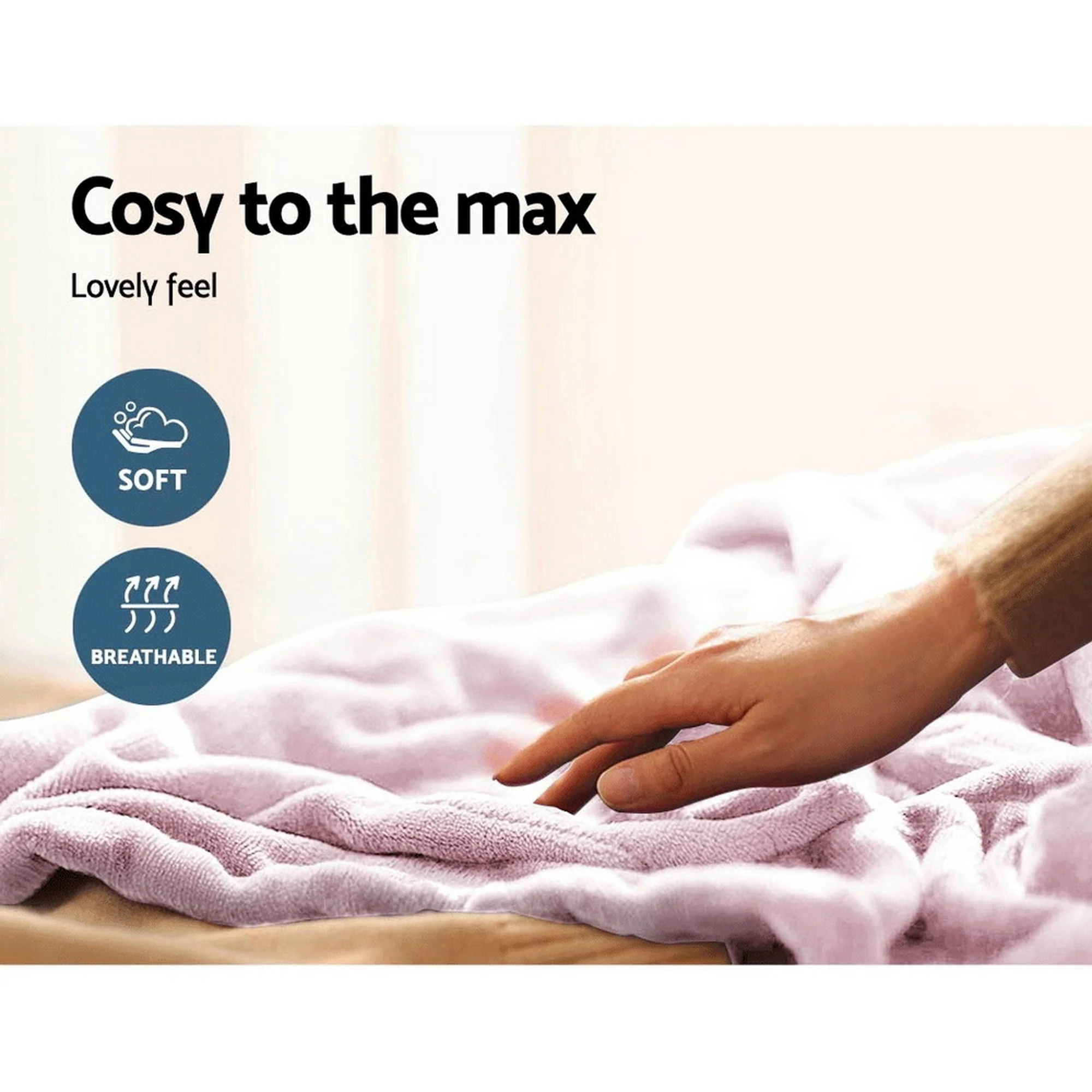 Giselle Electric Throw Rug Heated Blanket Fleece (Pink) - Image 7
