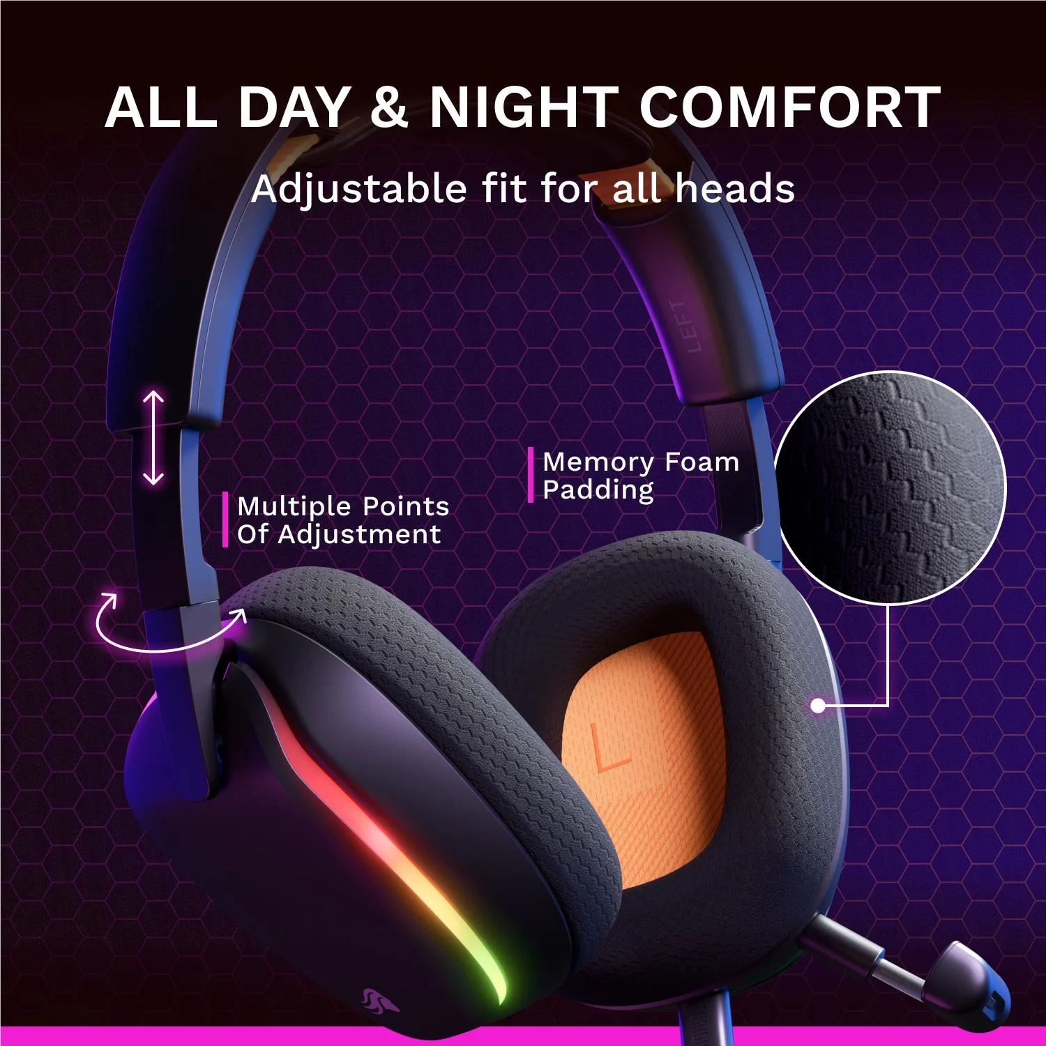 Glorious GHS Eternal RGB Stereo RGB Gaming Headset for PS5, PS4, Switch and PC (Black) - Image 7