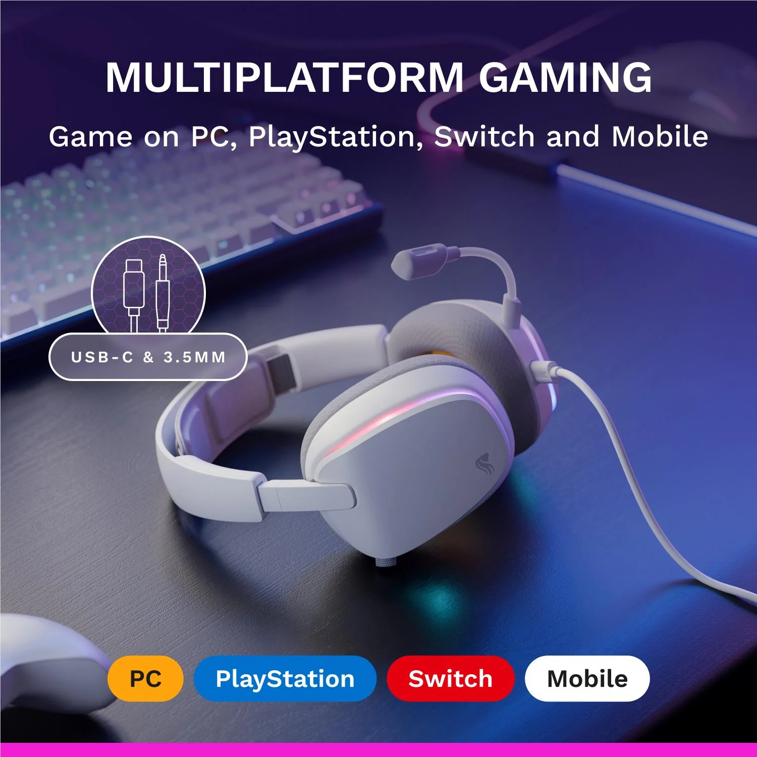 Glorious GHS Eternal RGB Stereo RGB Gaming Headset for PS5, PS4, Switch and PC (White) - Image 10