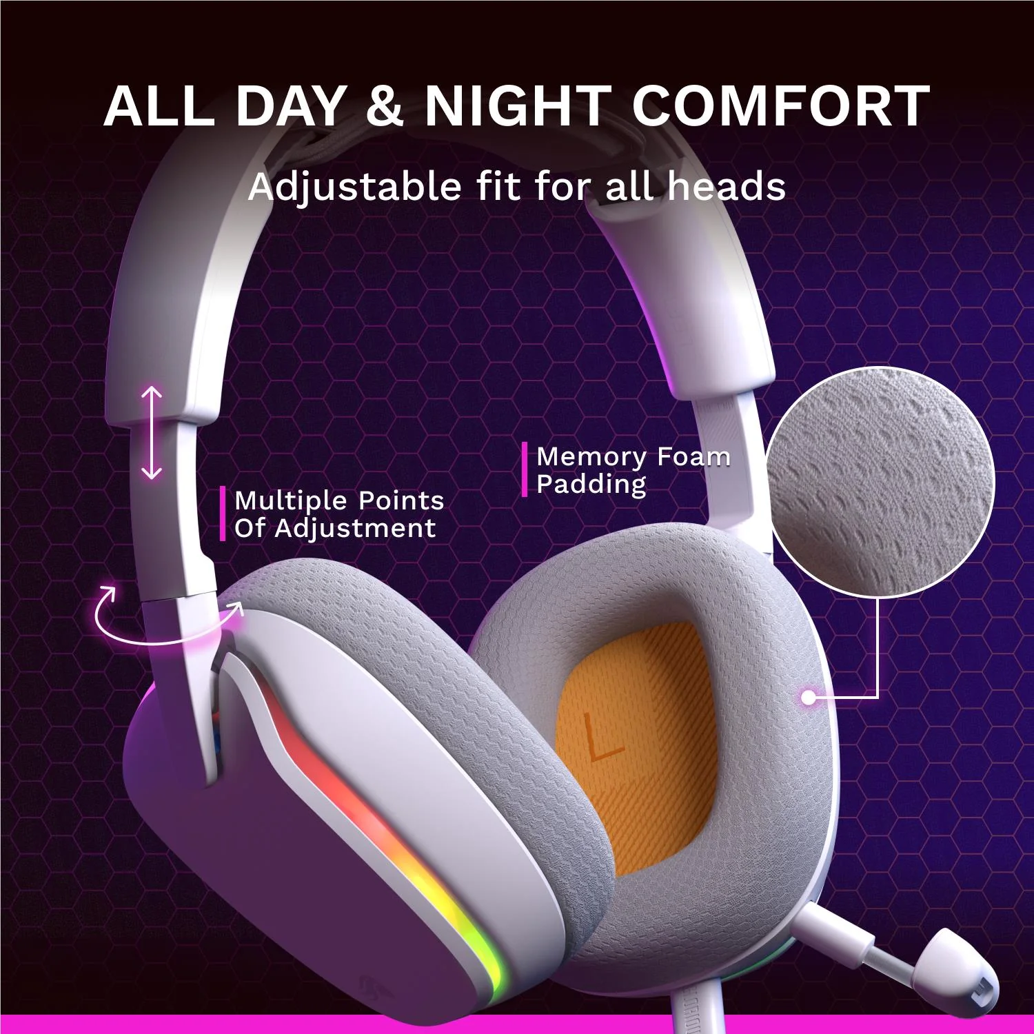 Glorious GHS Eternal RGB Stereo RGB Gaming Headset for PS5, PS4, Switch and PC (White) - Image 7