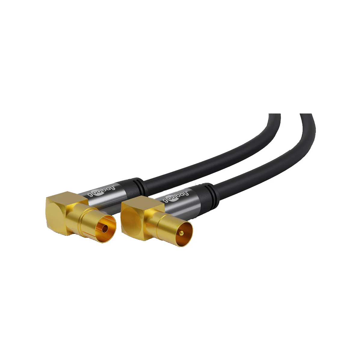 Goobay Antenna Cable (135 dB) (M/F) w/Adapter for TV / Receiver (Sky receiver) / Radio - Black - Image 2