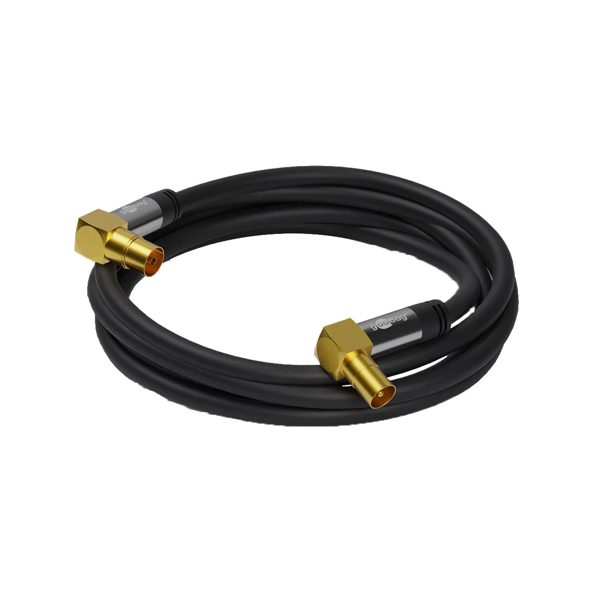 Goobay Antenna Cable (135 dB) (M/F) w/Adapter for TV / Receiver (Sky receiver) / Radio - Black - Image 3