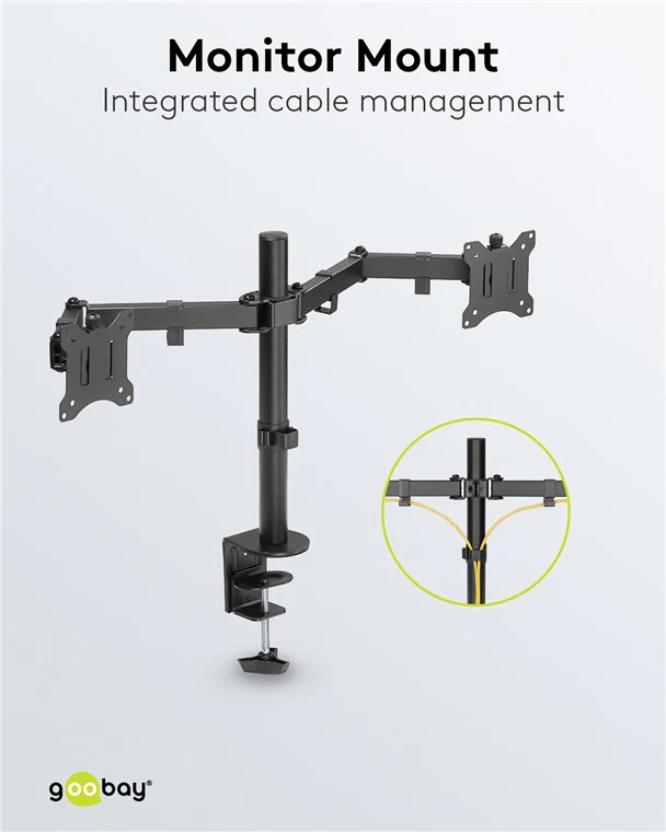 Goobay Dual Computer Monitor Desk Mount Flex 43-81cm (Black) - Image 9