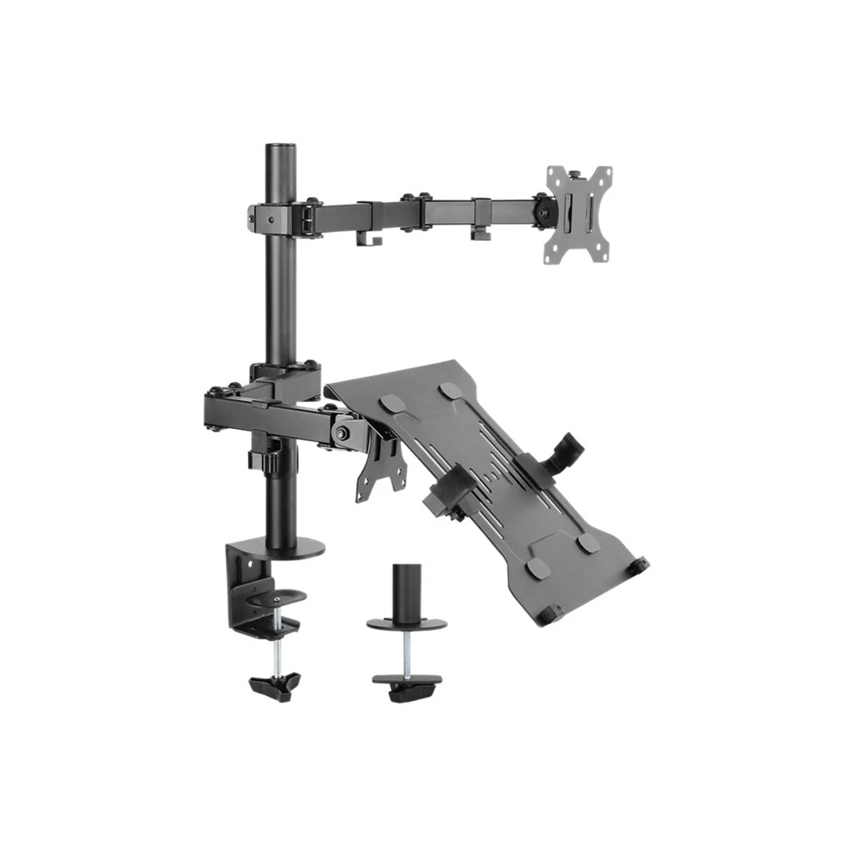 Goobay Monitor Mount Workstation Single Pole for 17-32" Screens (Black) - Image 2
