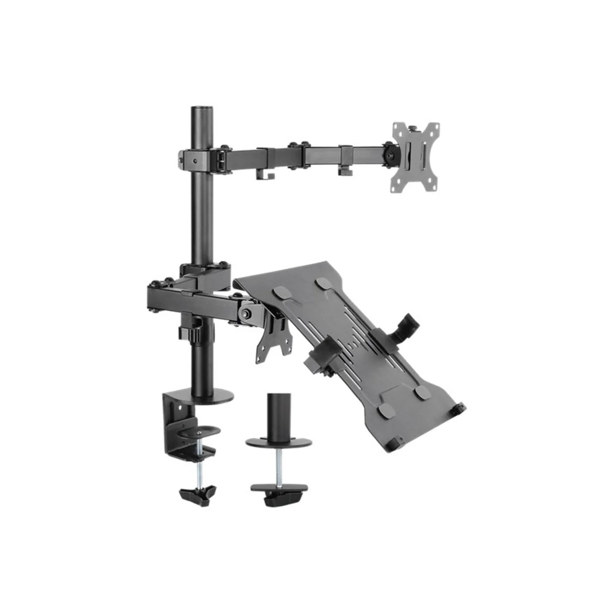 Goobay Monitor Mount Workstation Single Pole for 17-32" Screens (Black) - Image 3