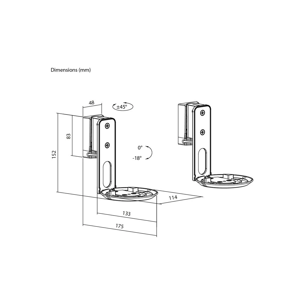 Goobay Speaker Wall Mount Modern Era 1 Flex, 2 pieces, compatible with the Sonos Era 100, swivelling and tilting speaker mount - BLACK - Image 7