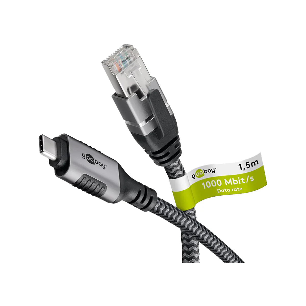 Goobay USB-C™ 3.1 to RJ45 Ethernet Cable 3m for Laptop/Tablet (Black)