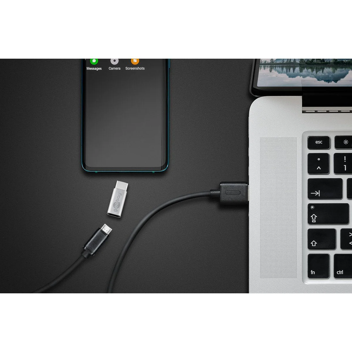 Goobay USB-C male to USB 2.0 Micro Female (Type B) Adapter (Silver) - Image 2