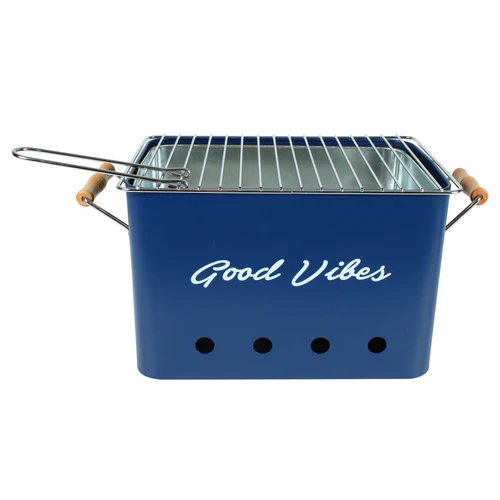 Good Vibes Hamptons Charcoal Portable BBQ Grill (Navy) - Image 2