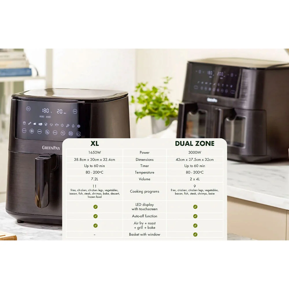 GreenPan Bistro 1 Basket Electric Airfryer Home Benchtop Kitchen Cookware - Image 2