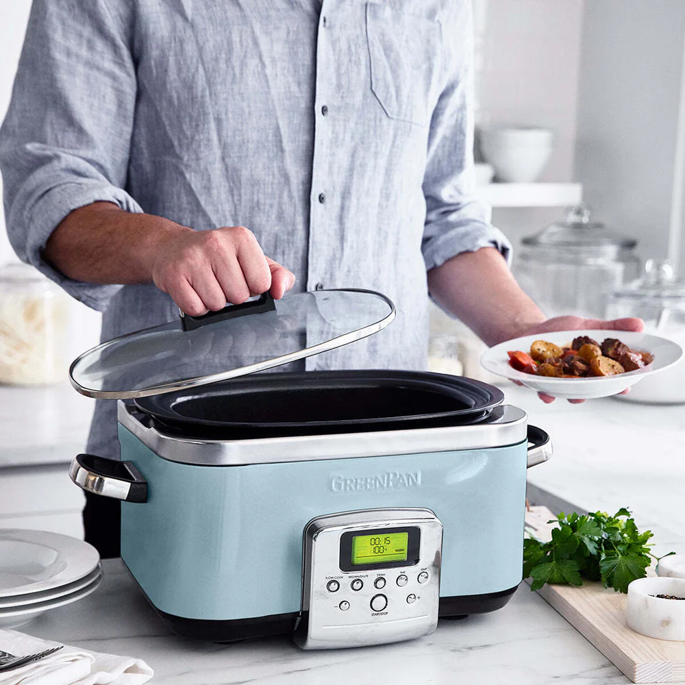 GreenPan Elite Blue Haze Electric Slow Cooker 230V 2200W Home Kitchen Cookware - Image 5
