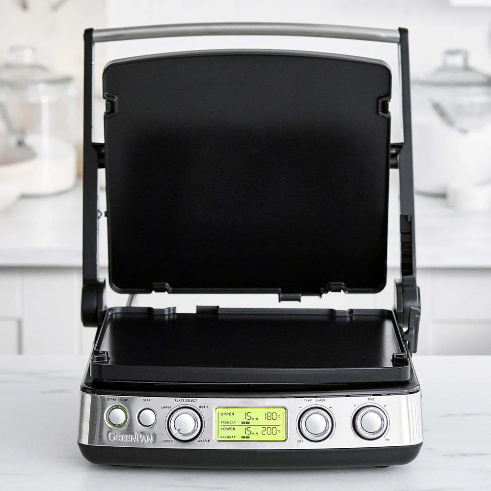 GreenPan Elite Electric Stainless Steel Contact Grill 230V 2200W Home Cookware - Image 2