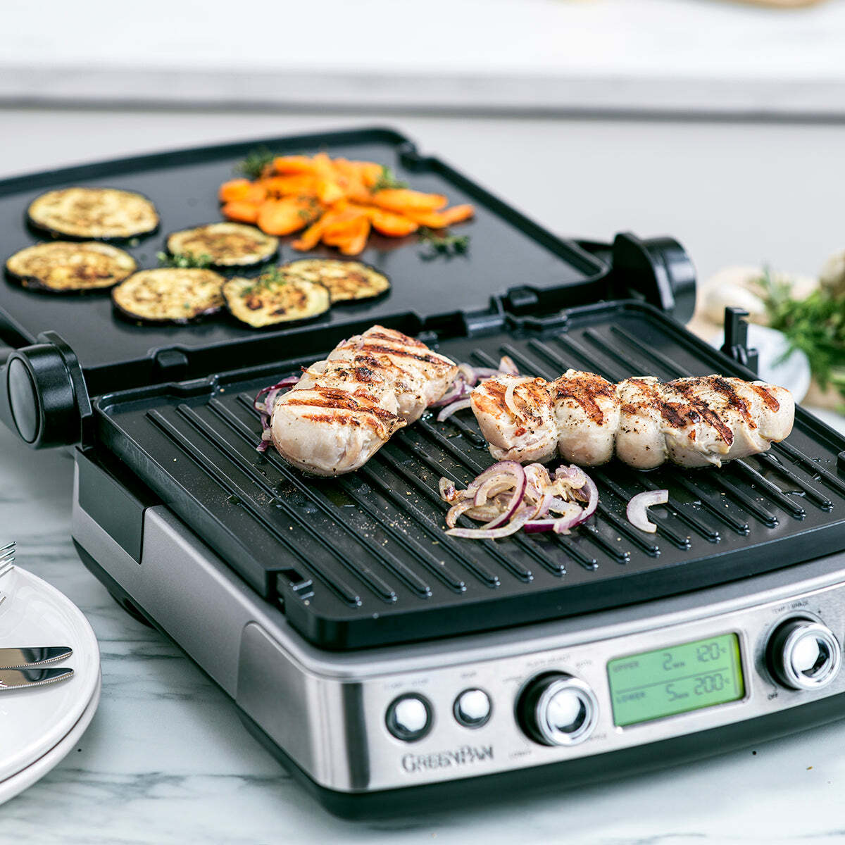 GreenPan Elite Electric Stainless Steel Contact Grill 230V 2200W Home Cookware - Image 8