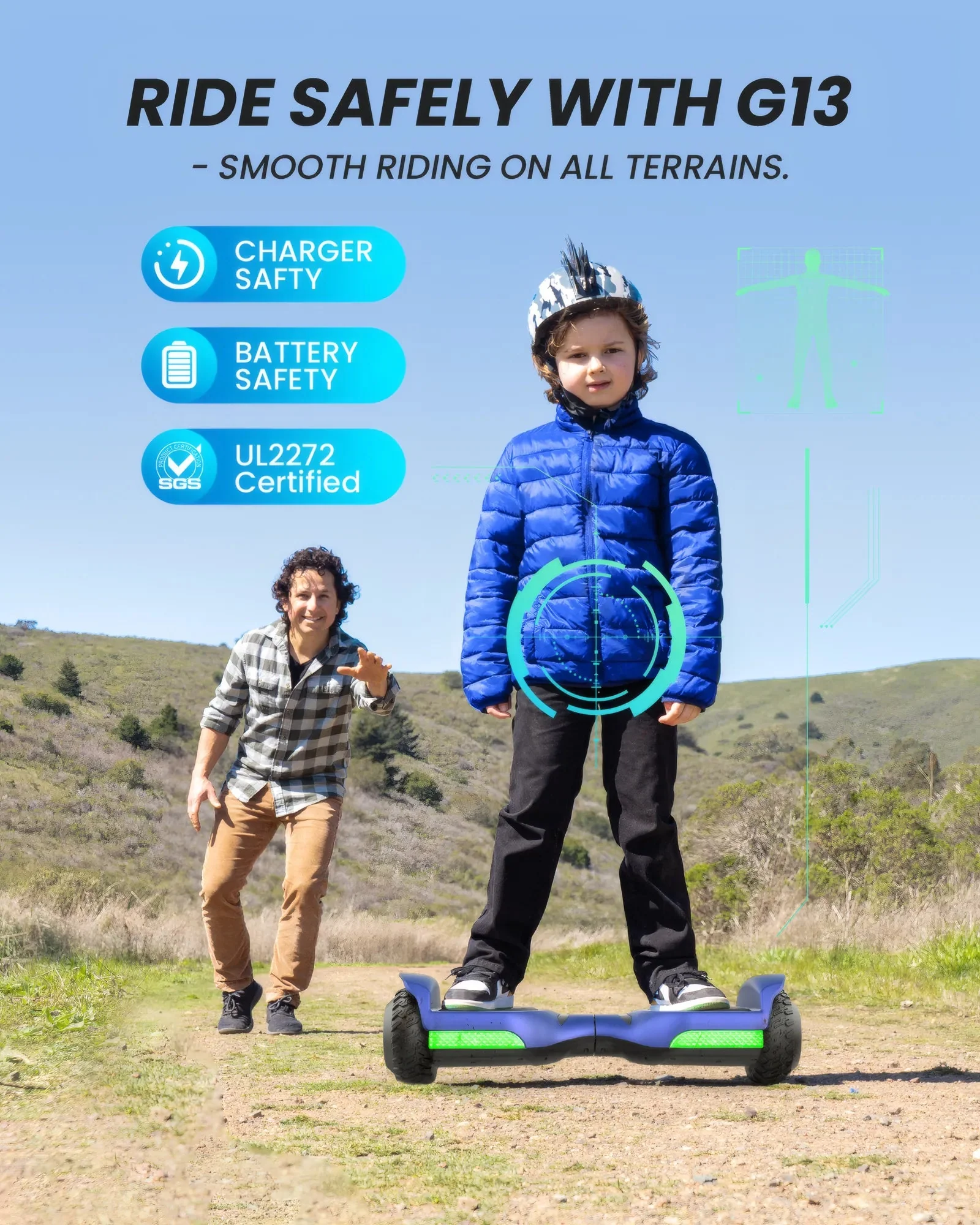 GYROOR G13 Off Road Hoverboard (Black) - Image 5