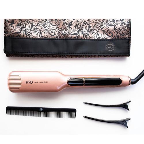 H2D Wide Rose Gold Infrared Hair Straightener with Roll Mat Pouch 230ºC 42mm - Image 2