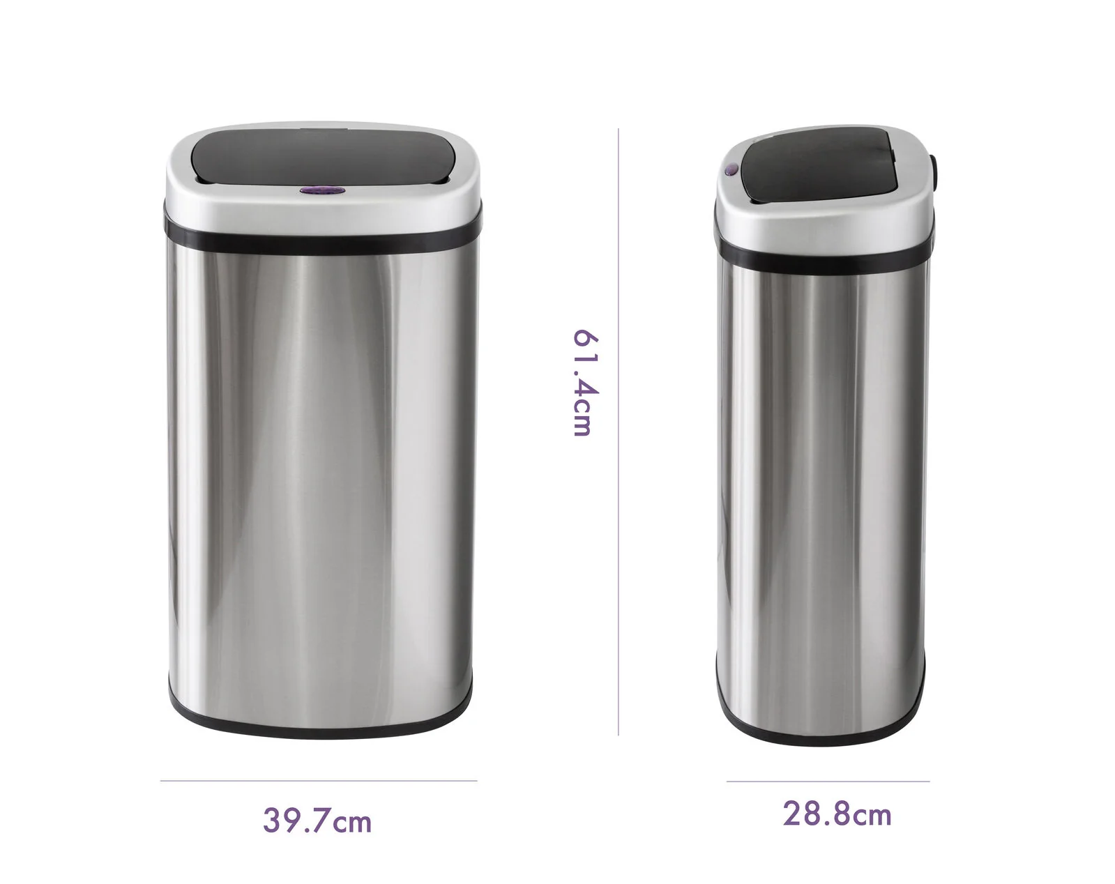 Healthy Choice 50L Stainless Steel Motion Sensor Rubbish Bin - Image 2