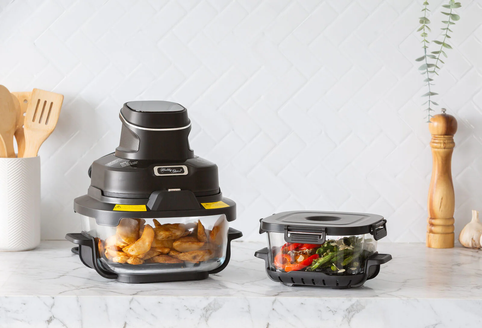 Healthy Choice Crisp N Go Air Fryer Dual Glass Bowl 4.5L - Image 2