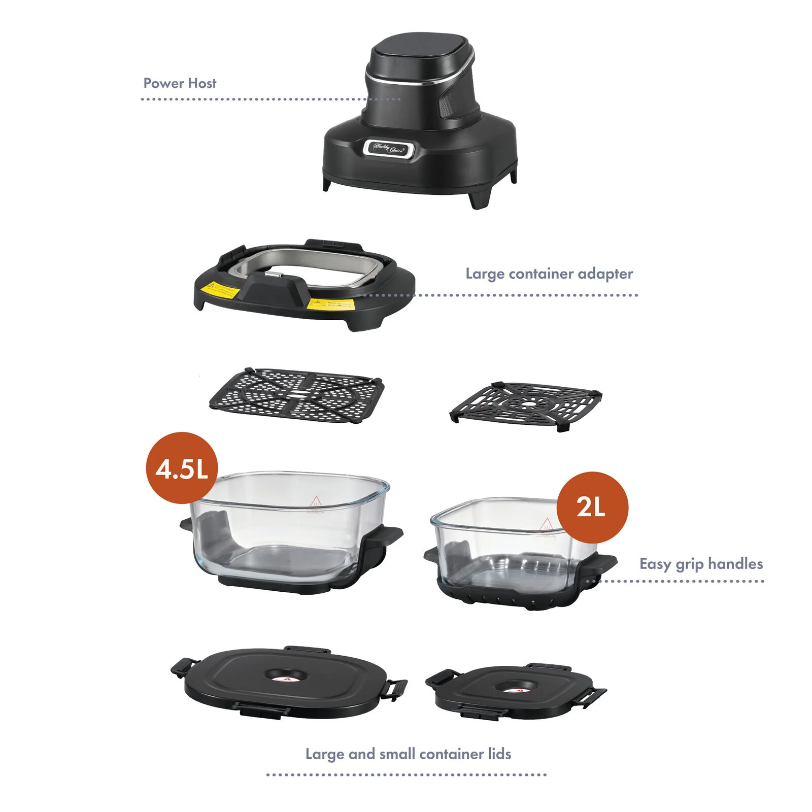 Healthy Choice Crisp N Go Air Fryer Dual Glass Bowl 4.5L - Image 3
