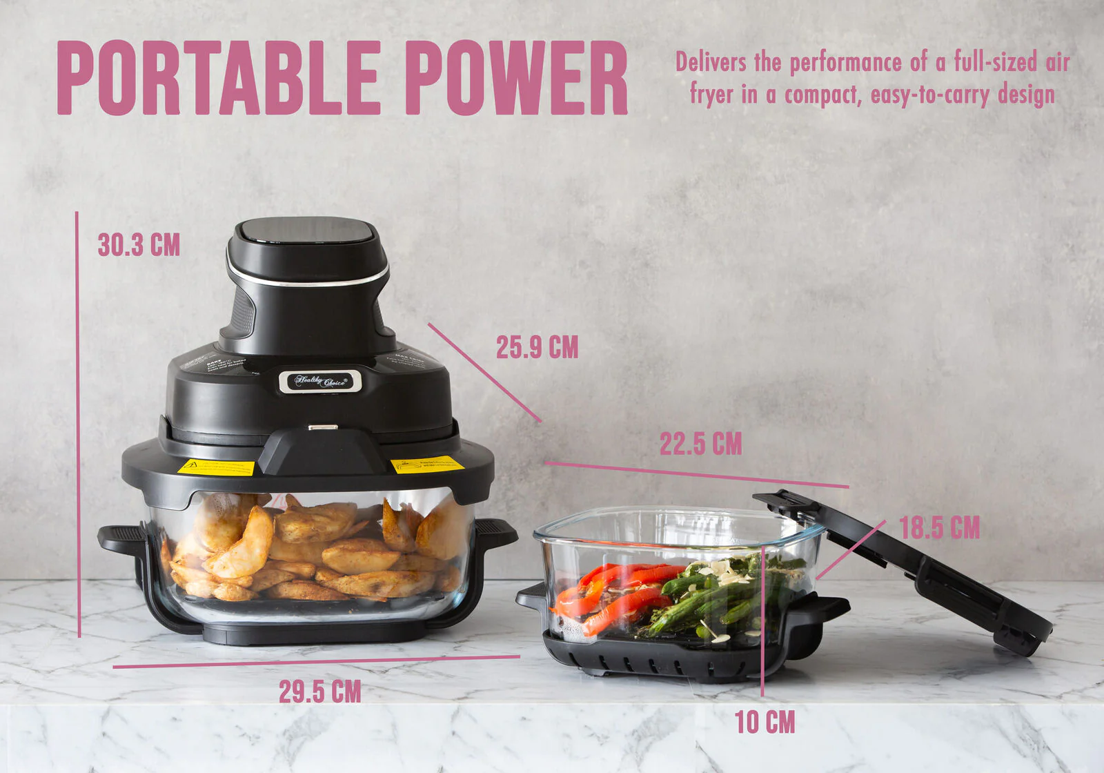 Healthy Choice Crisp N Go Air Fryer Dual Glass Bowl 4.5L - Image 6