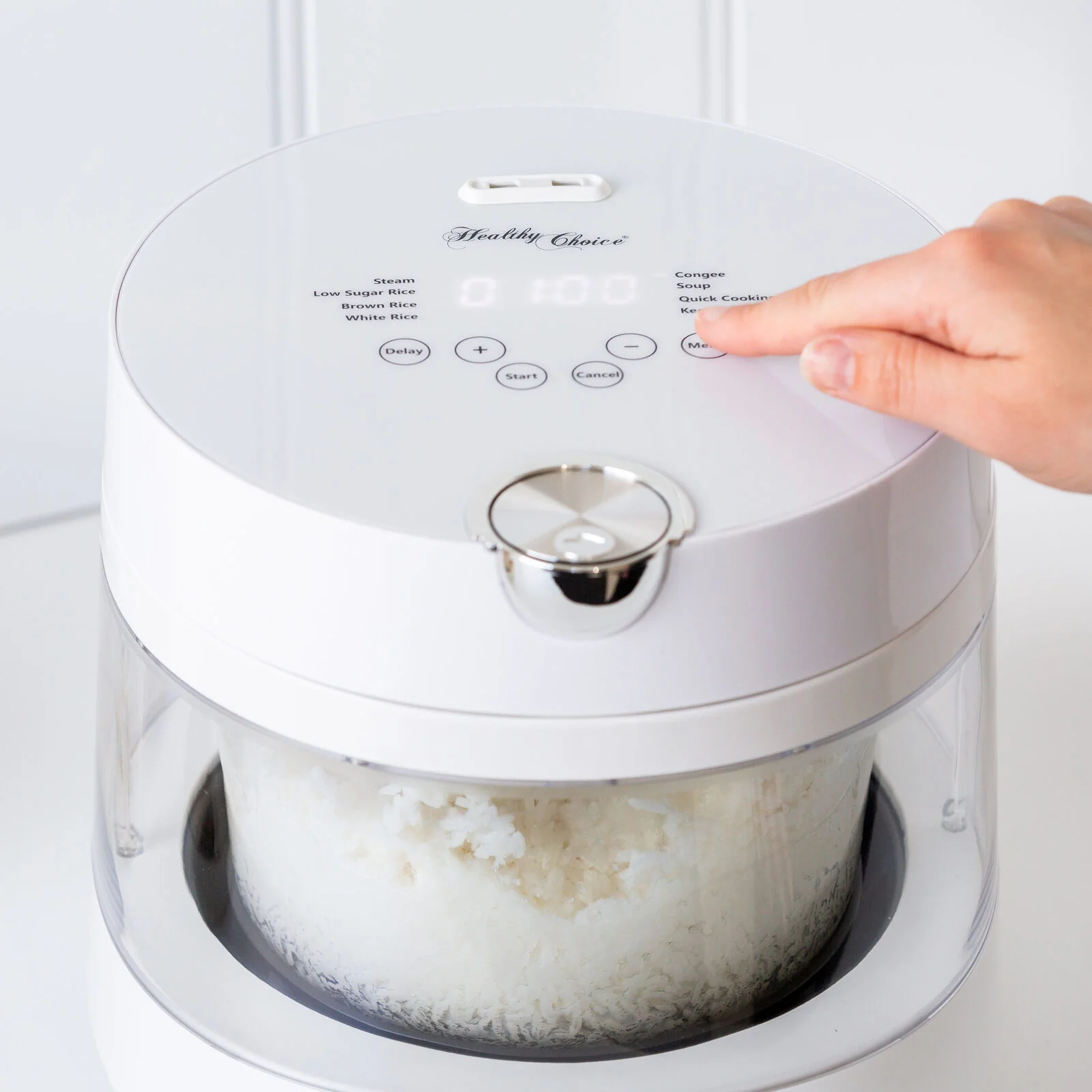 Healthy Choice PFAS Free 5 Cup Glass Rice Cooker with Low Sugar Basket 600W - Image 2