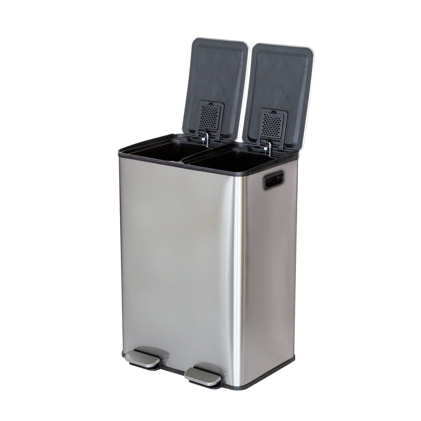 Healthy Choice Stainless Steel Dual Compartment (30L each Section) Pedal Operation Rubbish Bin - Image 4
