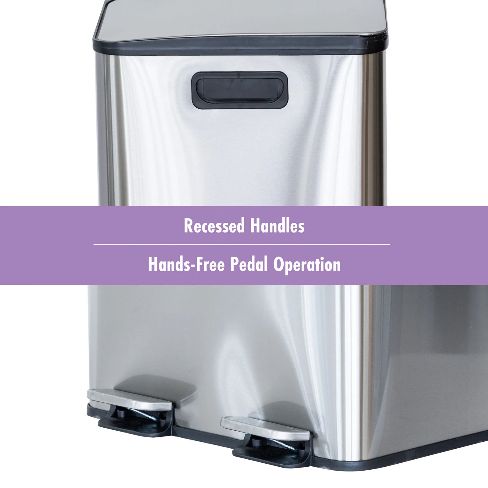 Healthy Choice Stainless Steel Dual Compartment (30L each Section) Pedal Operation Rubbish Bin - Image 5