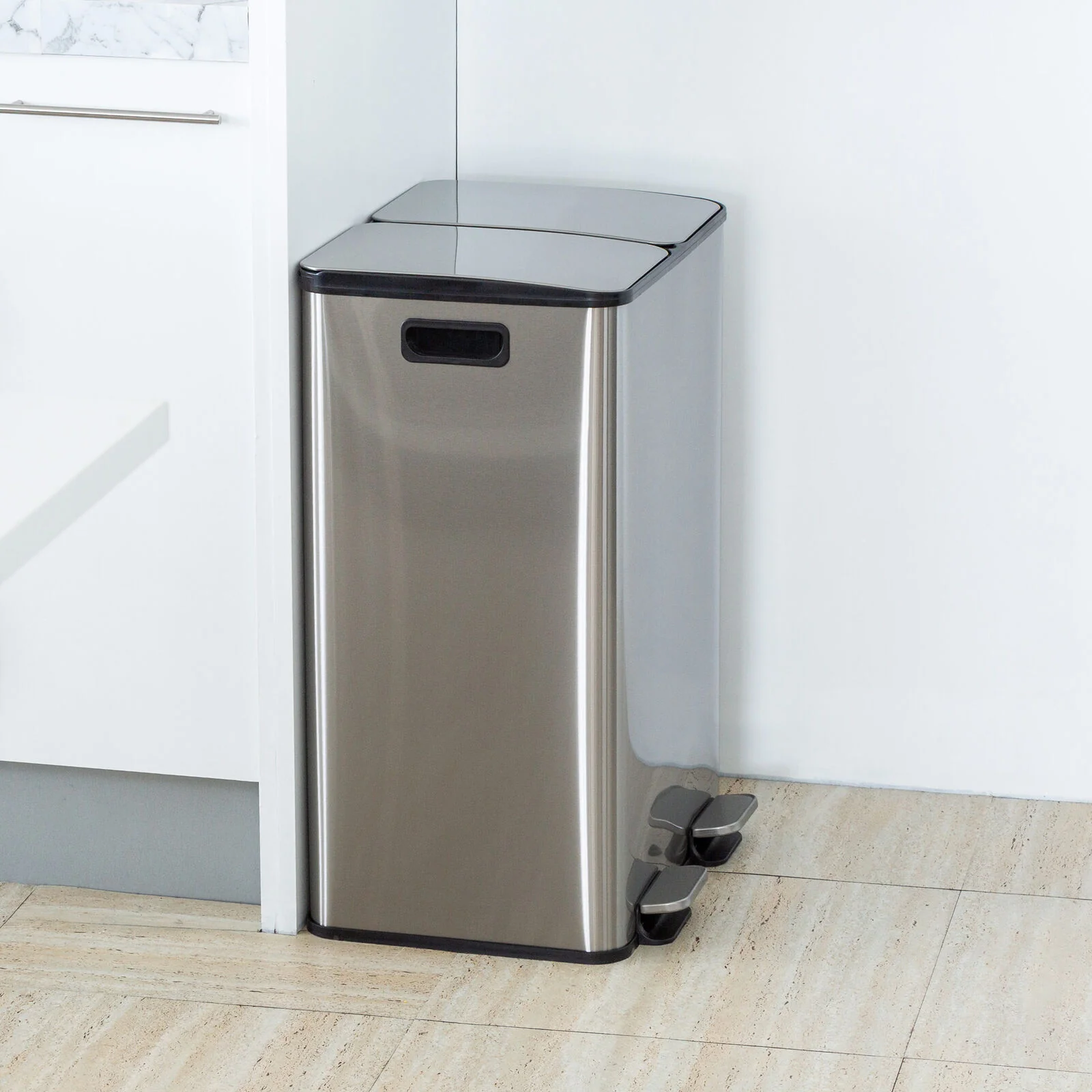 Healthy Choice Stainless Steel Dual Compartment (30L each Section) Pedal Operation Rubbish Bin - Image 7