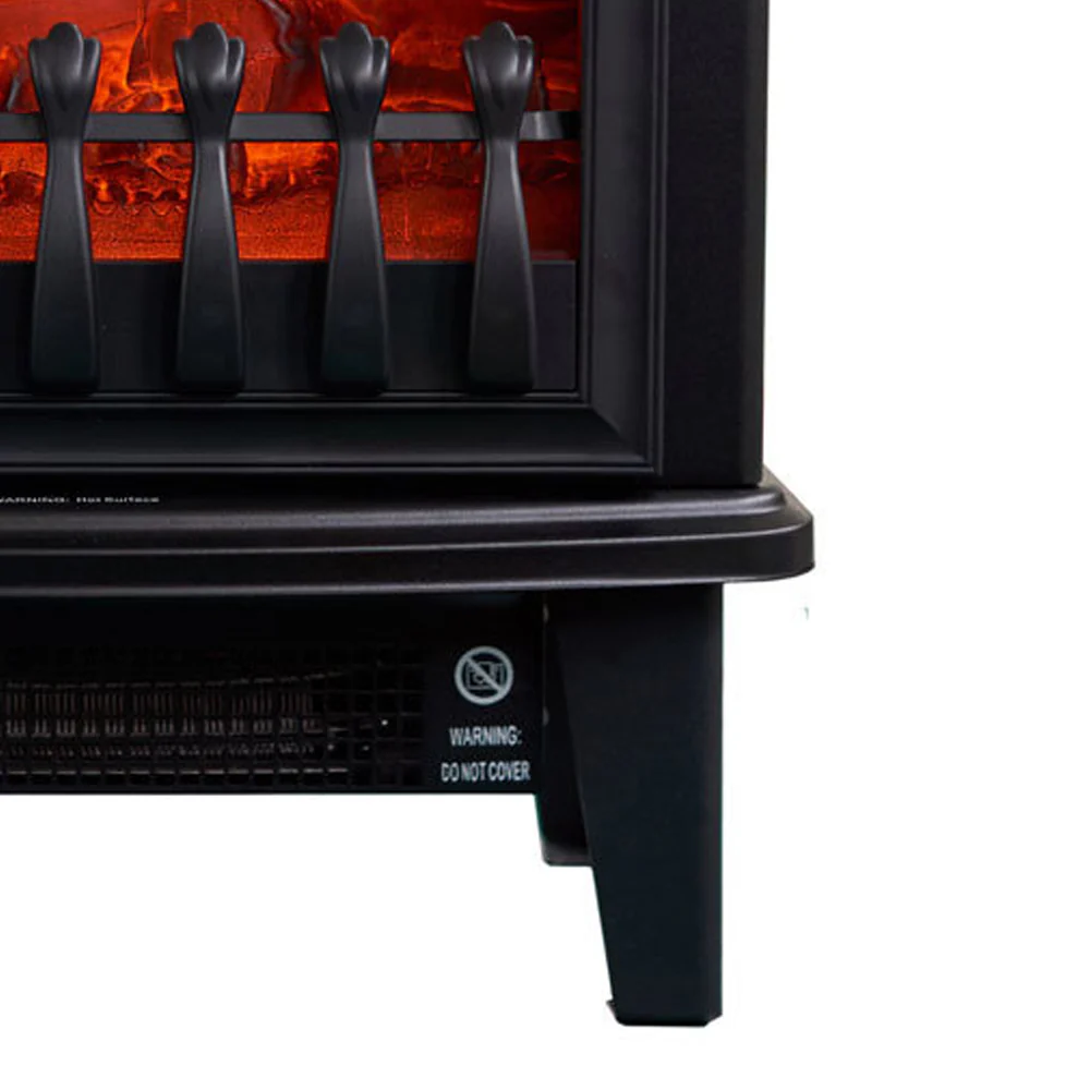 Heller 1800 W Freestanding Electric Fireplace Heater with Flame Effect (Black) - Image 2