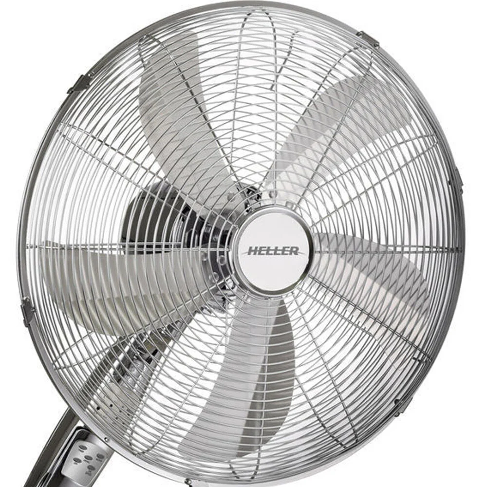 Heller 40cm Chrome Wall Mounted Fan 3 Speed Oscillating Tilt/Hanging w/ Remote - Image 2