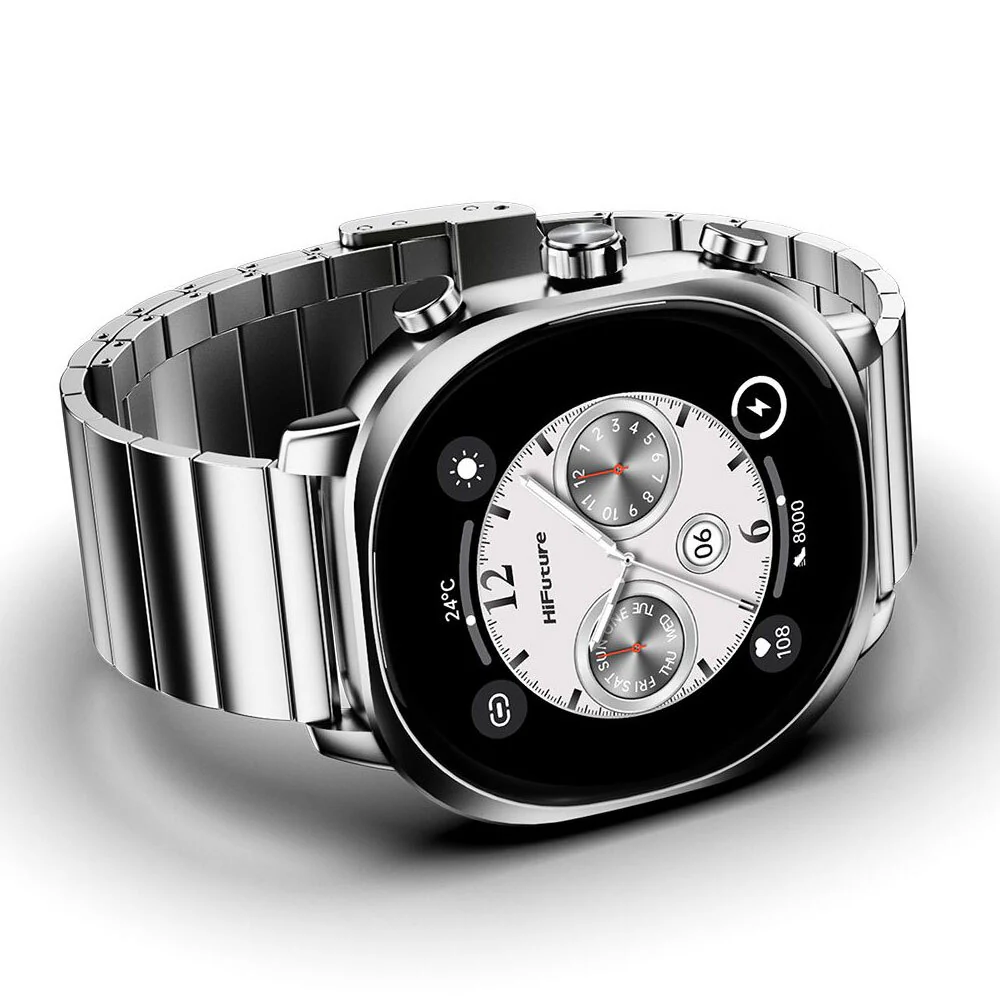 HiFuture AIX Amoled Stainless Steel Smartwatch (Titanium Silver) - Image 2