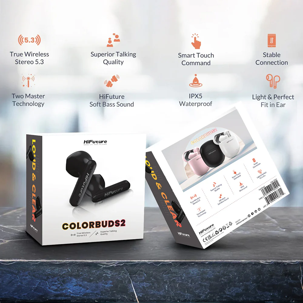 HiFuture ColourBuds2 True Wireless Earbuds (Black) - Image 5