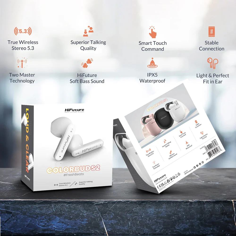 HiFuture ColourBuds2 True Wireless Earbuds (White) - Image 5