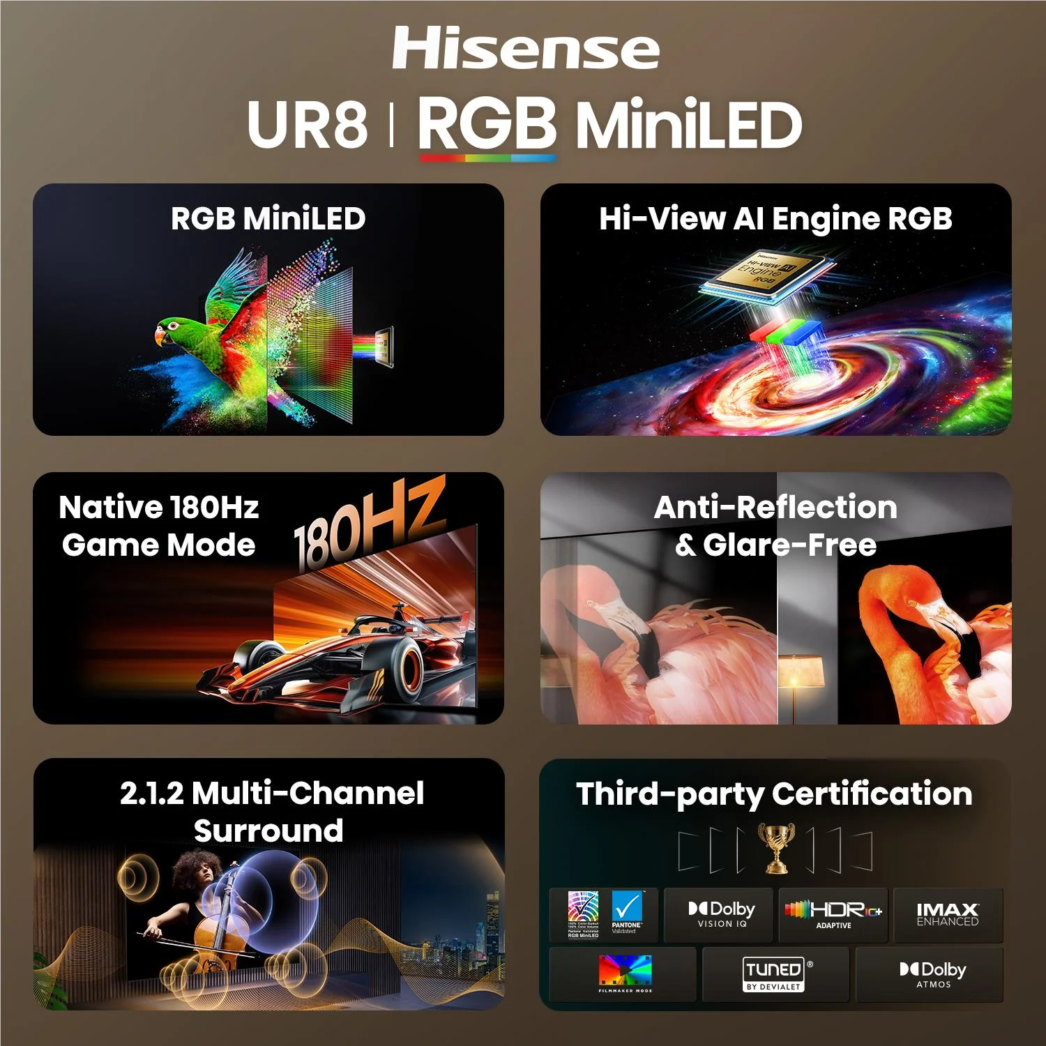 Hisense 55" UR8SAU ULED 4K UHD RGB Mini-LED Smart TV [2026] - Image 7