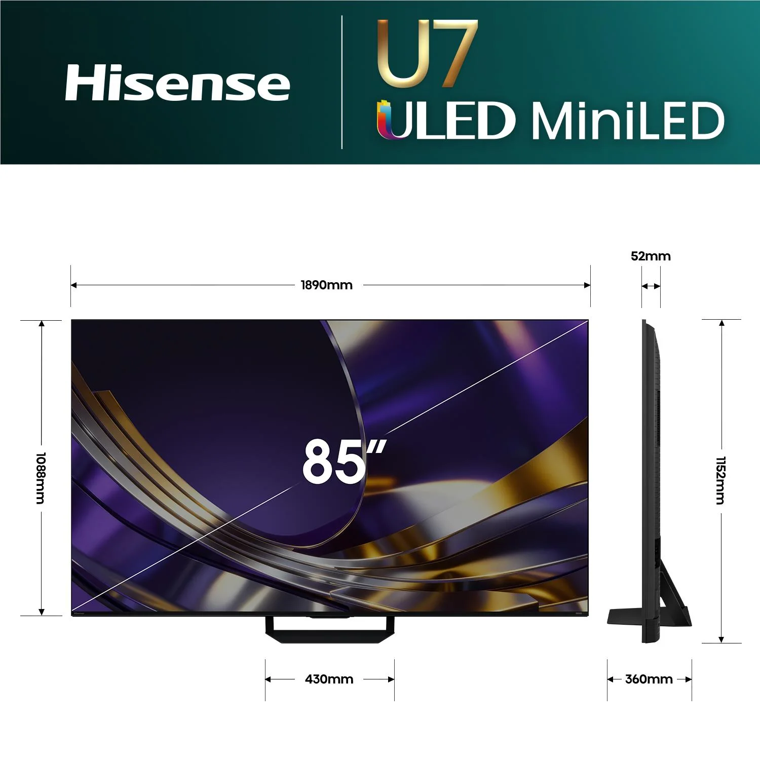 Hisense 85" U7SAU Mini LED Hi-QLED 4K Smart AI TV [2026] - Image 5