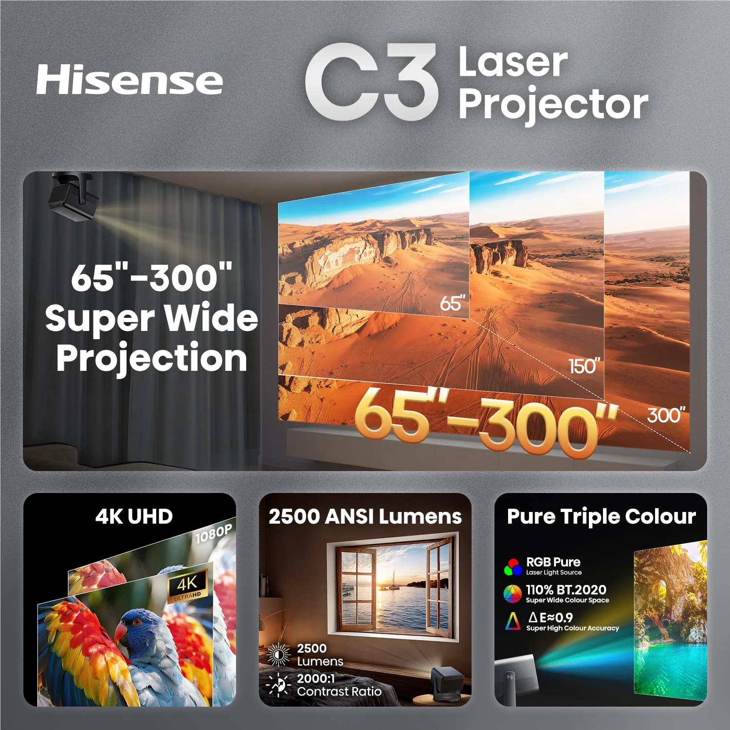 Hisense C3 65"-300" 4K Triple Laser Projector - Image 3
