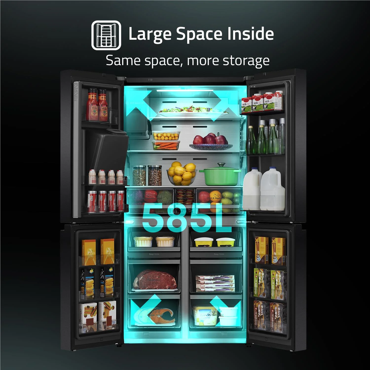 Hisense HRCD586TBWB 585L French Door Fridge (Dark Stainless Steel) - Image 9