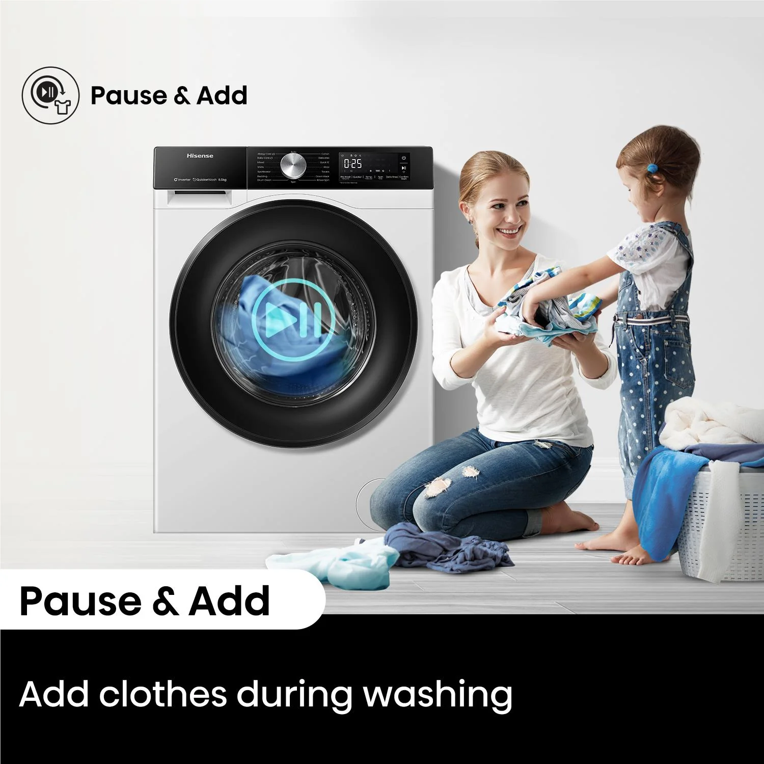 Hisense HWF3S8514X Series 3S 8.5kg Front Load Washing Machine (White) - Image 9